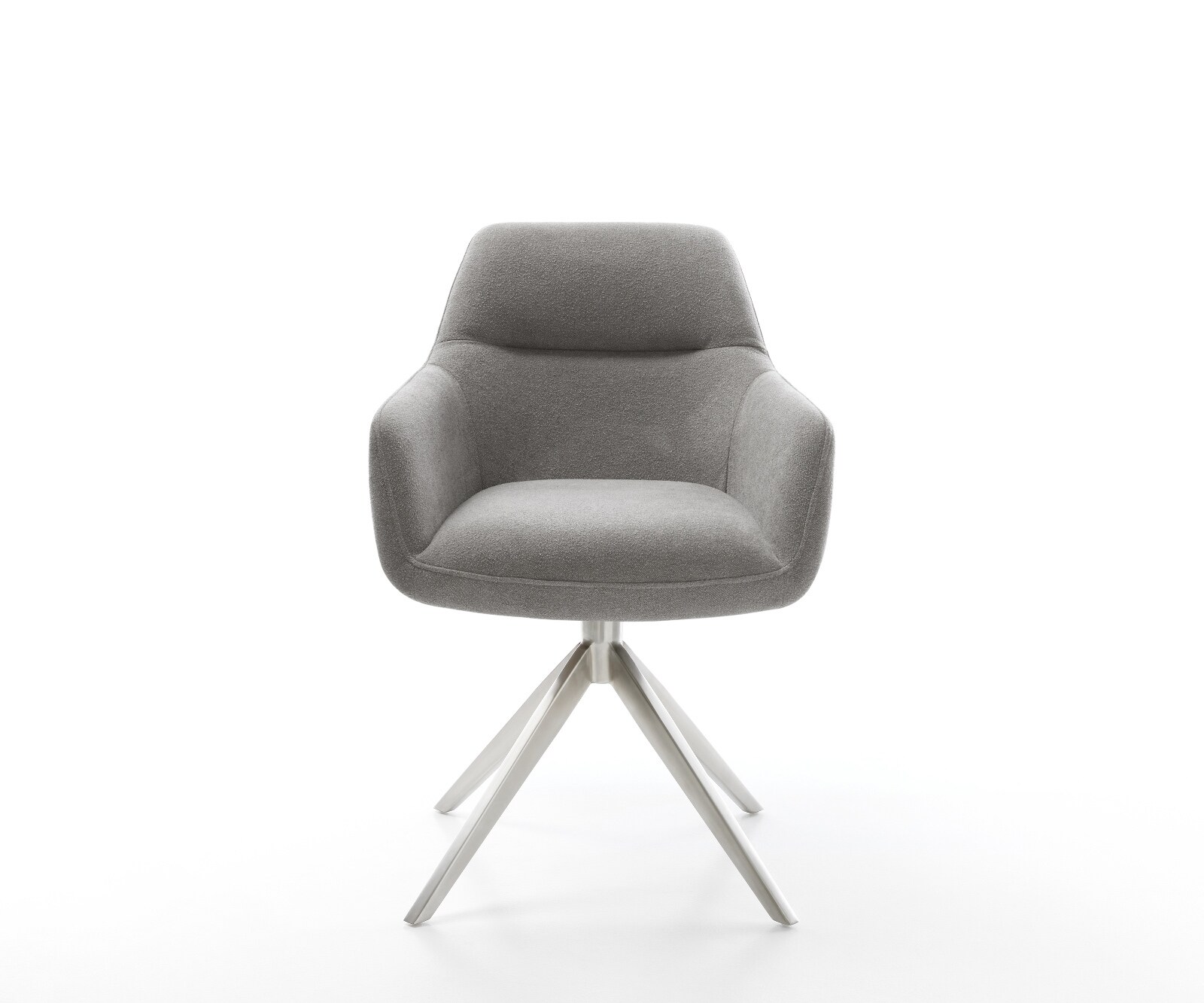Chaise-pivotante Pejo-Flex tissu structuré doux gris pied croisé large acier inoxydable pivotement sur 360° ressorts ensachés 2