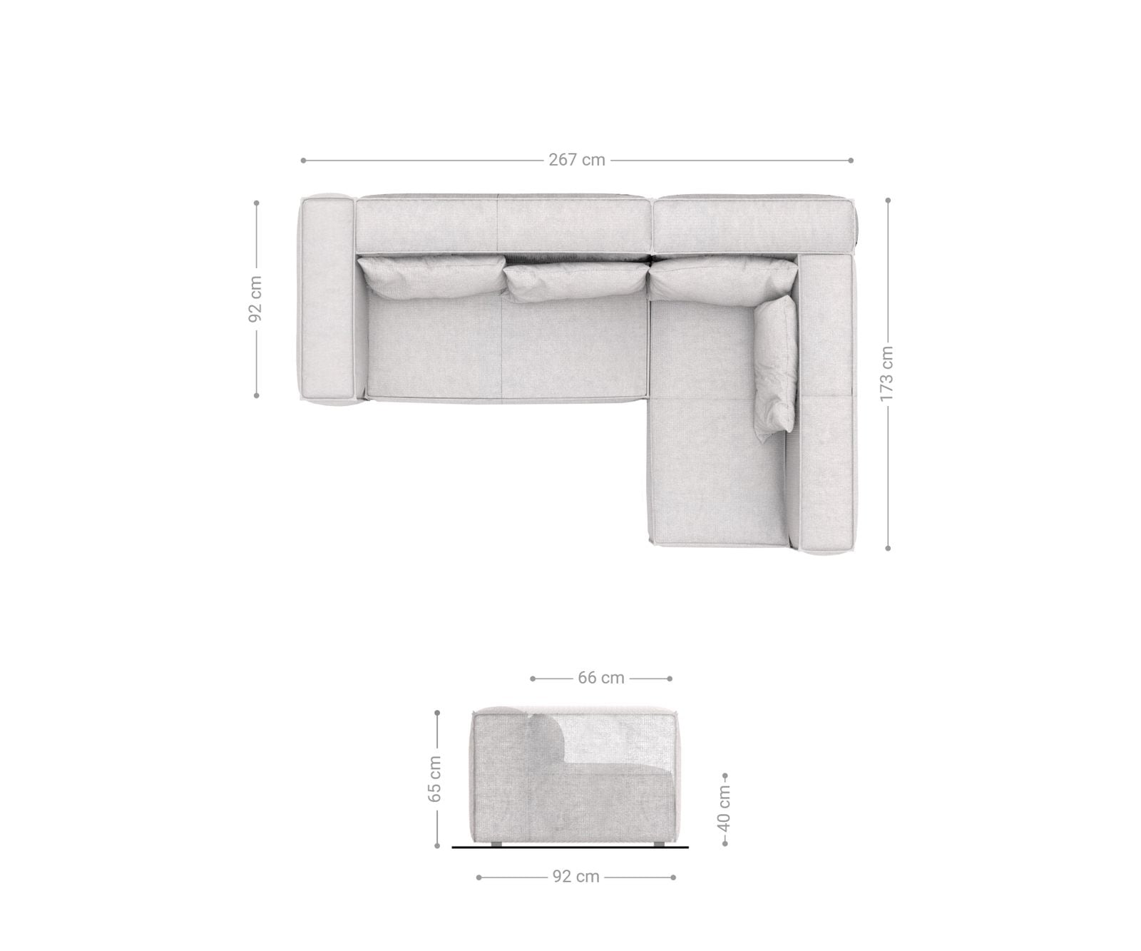 Canapé-d'angle Brom 267x173 cm Graphite Ottoman Droit 6 Canapé-d'angle Brom 267x173 cm Graphite Ottoman Droit 6