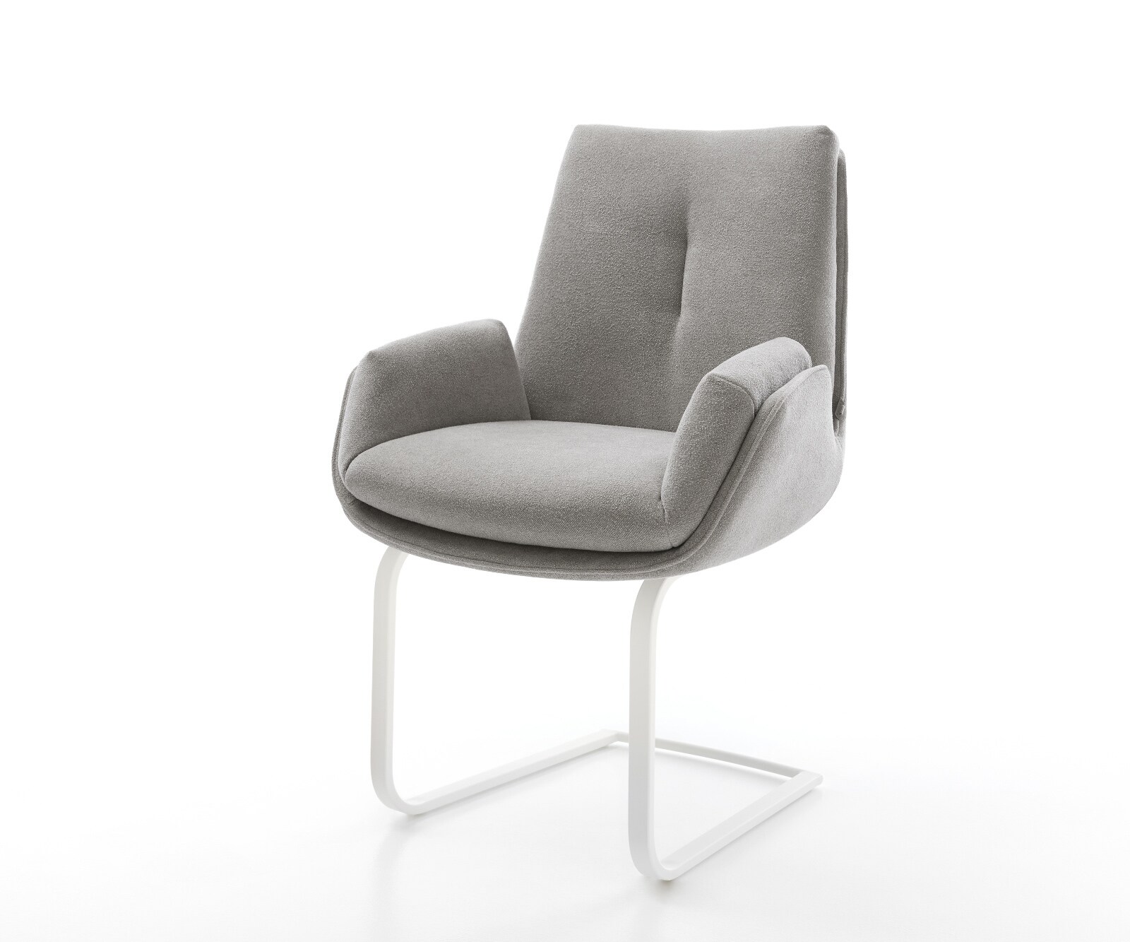 Cantilever Clea-Flex tissu structuré doux gris pied cantilever plat blanc 1