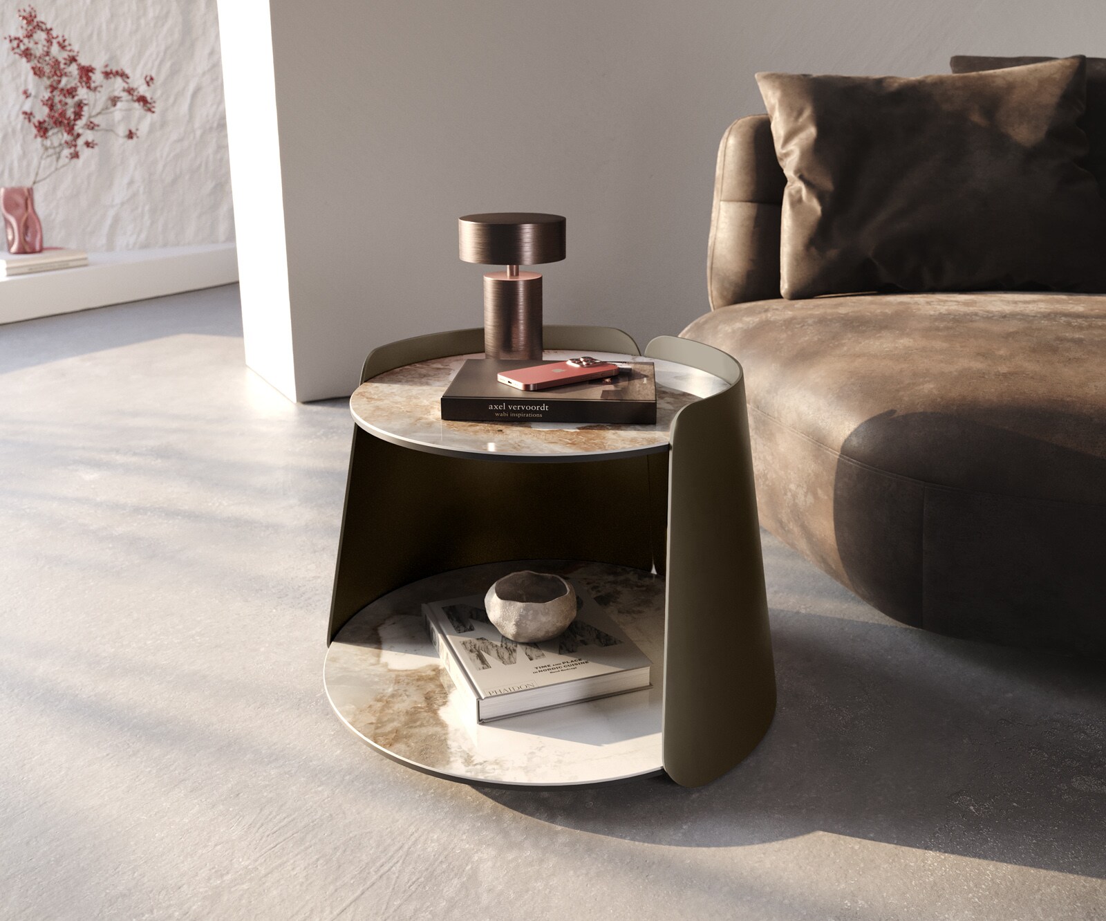 Table basse Daban 50x50 cm Céramique Piètement Métal
