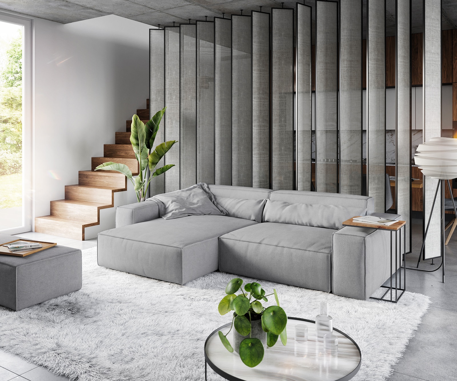 Canapé d'angle Sirpio XL 270x170 cm Microfibre Gris Recamiere variable avec Tabouret 1 Canapé d'angle Sirpio XL 270x170 cm Microfibre Gris Recamiere variable avec Tabouret 1