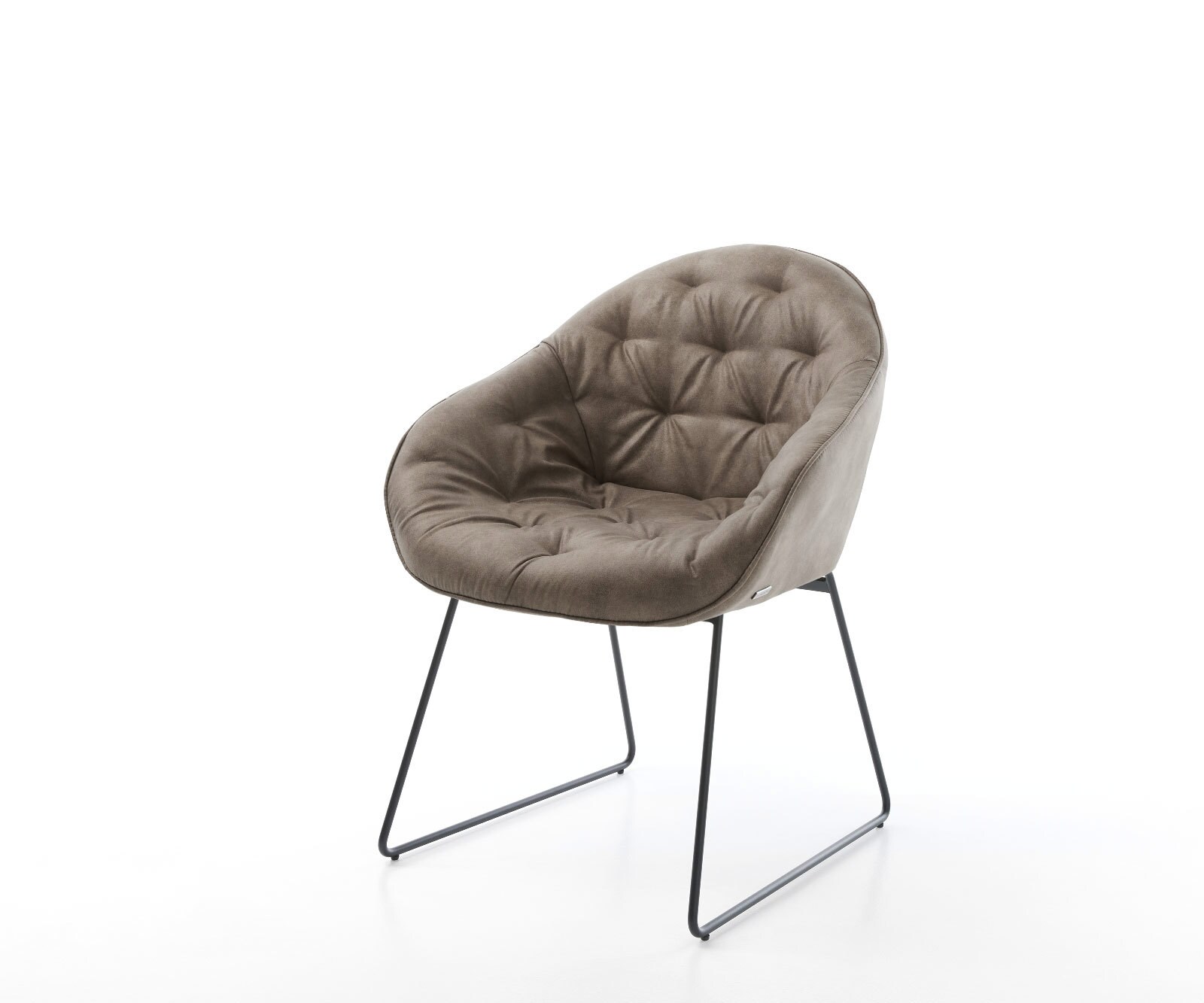 Chaise-de-salle-à-manger Gaio-Flex microvelours taupe vintage pied trapèze noir