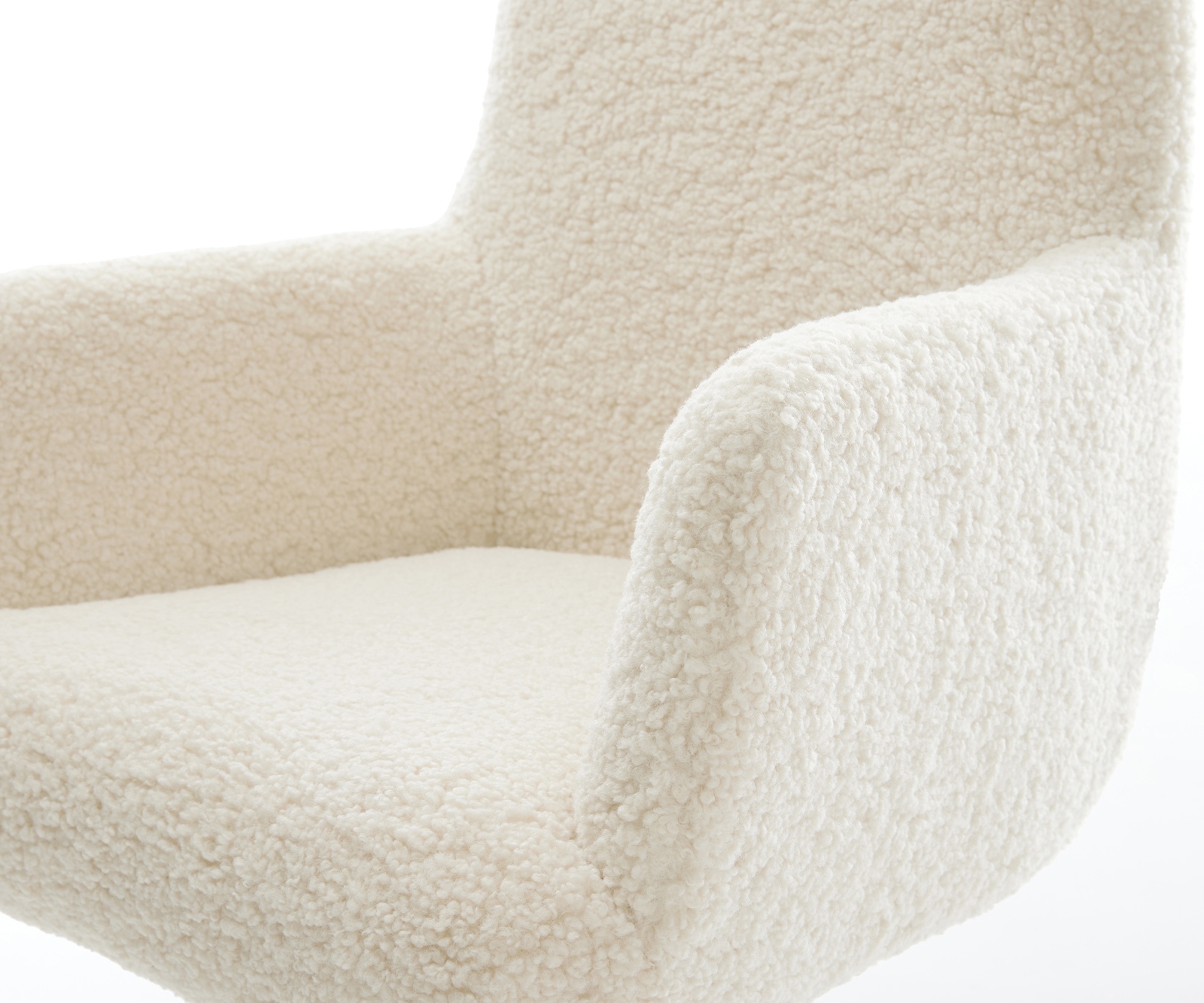 Chaise-de-salle-à-manger Heira-Flex avec accoudoirs tissu teddy beige 4 pieds coniques noir resorts ensachés 4