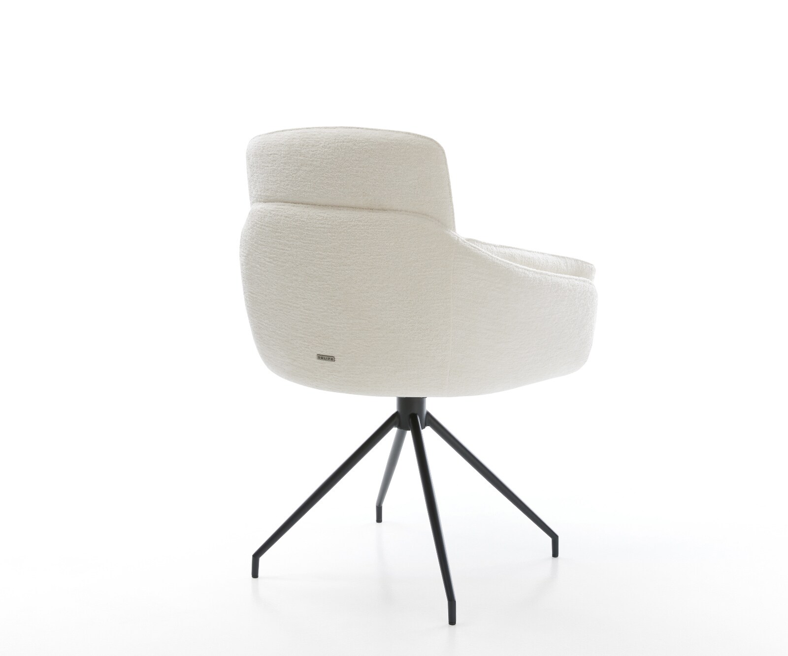 Chaise-de-salle-à-manger Luan-Flex avec accoudoirs bouclé doux beige pied croisé conique noir 4