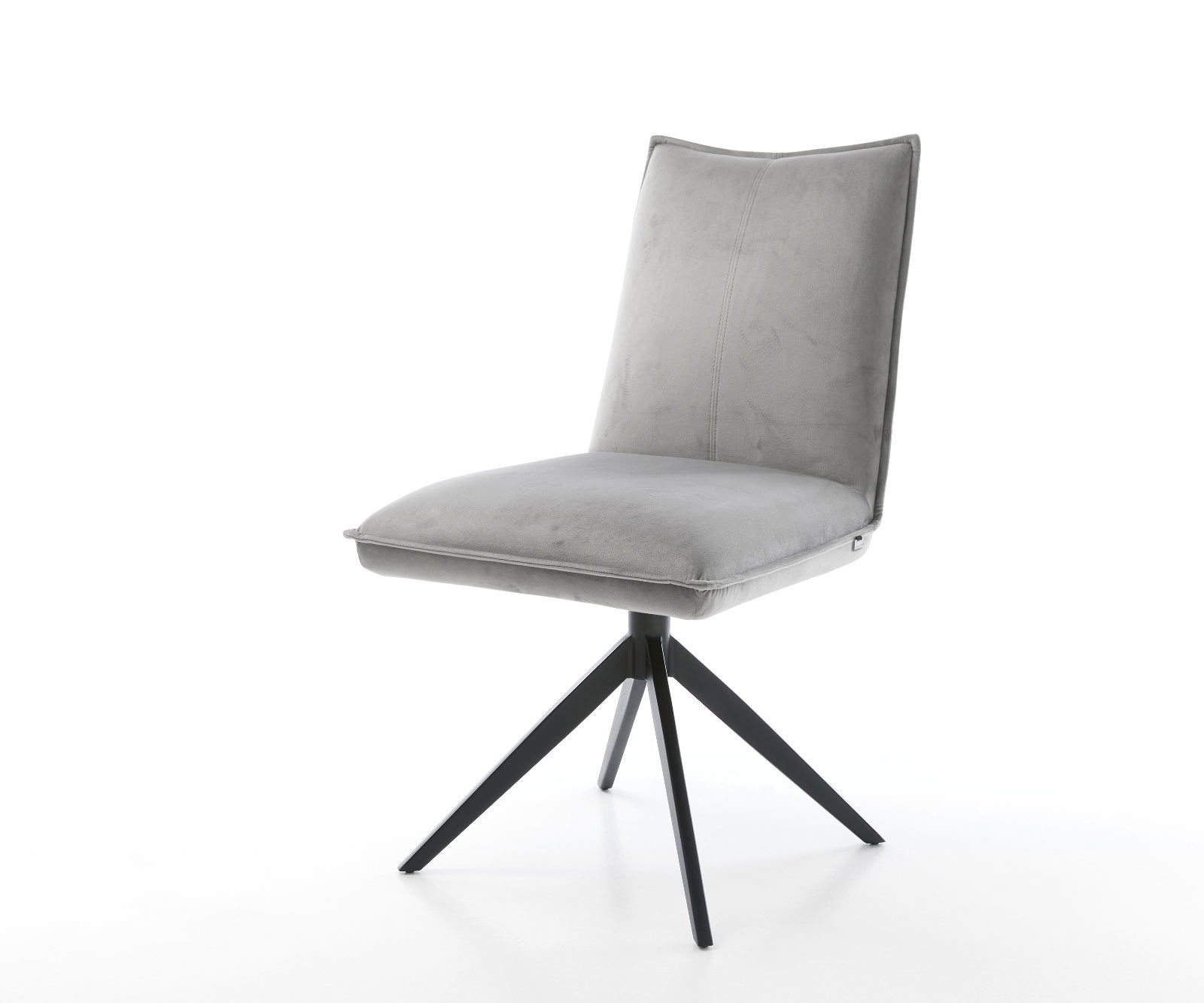 Chaise-pivotante Lelio-Flex velours gris pied croisé large noir pivotement sur 360° fonction bascule ressorts ensachés