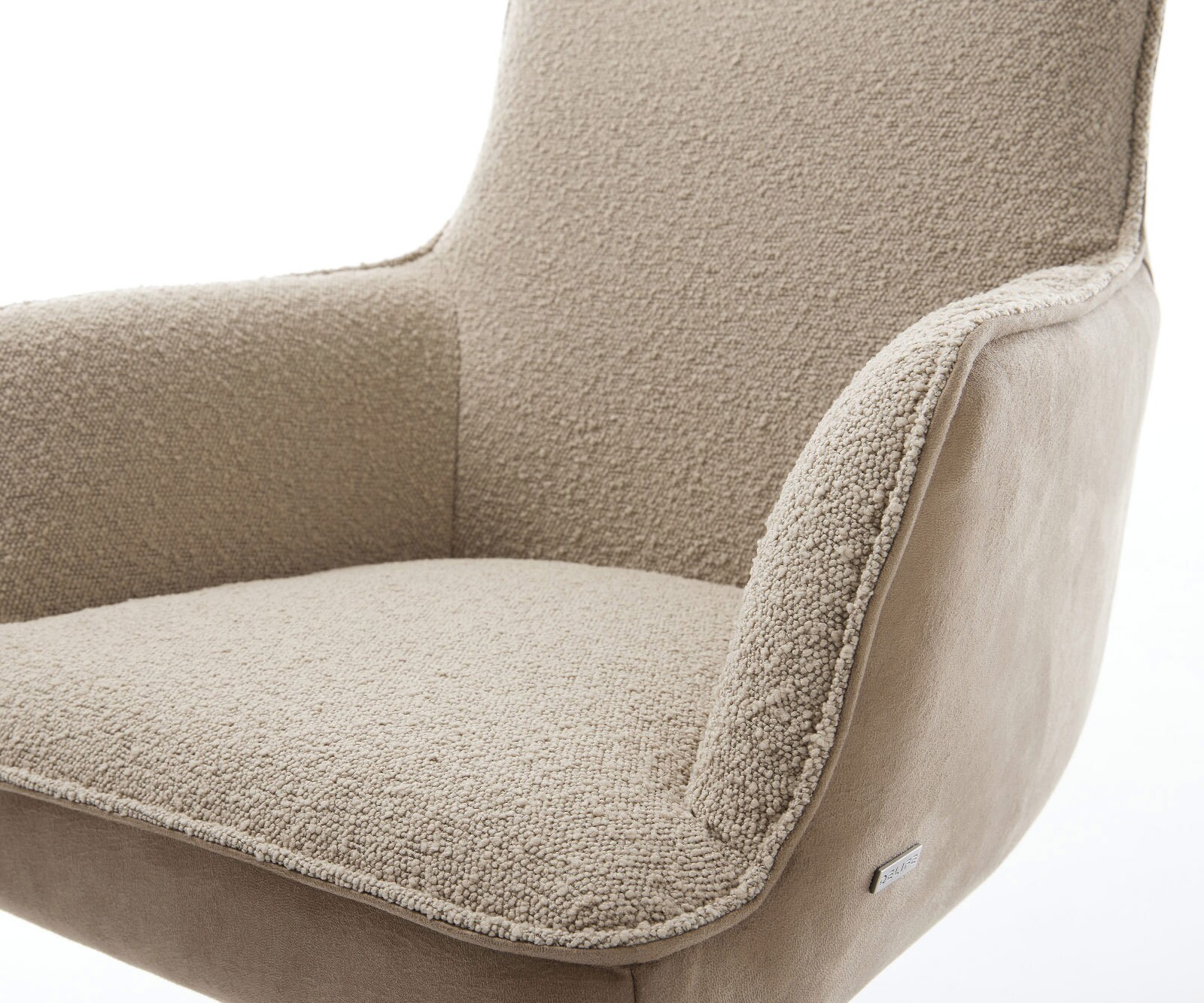 Chaise-pivotante Heira-Flex avec accoudoirs tissu mixte couleur boue pied croisé conique noir pivotement sur 180° ressorts ensachés 4