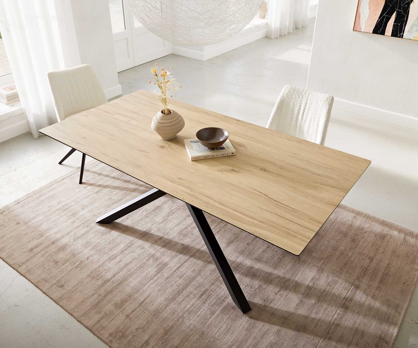 Table à manger Edge 200x100 céramique Laminam® Sabbia couleur chêne cadre croisé rectangulaire noir 4 Table à manger Edge 200x100 céramique Laminam® Sabbia couleur chêne cadre croisé rectangulaire noir 4