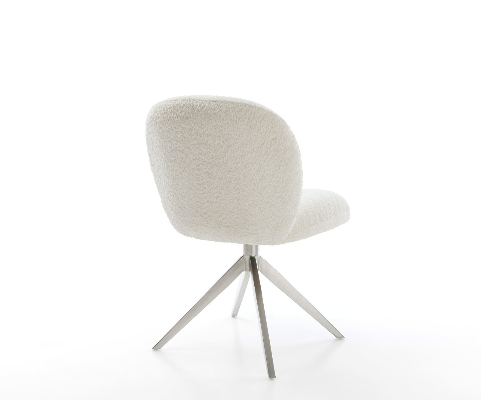 Chaise-pivotante Nube-Flex bouclé blanc pied croisé large acier inoxydable brossé pivotement sur 360° fonction bascule ressorts ensachés 4