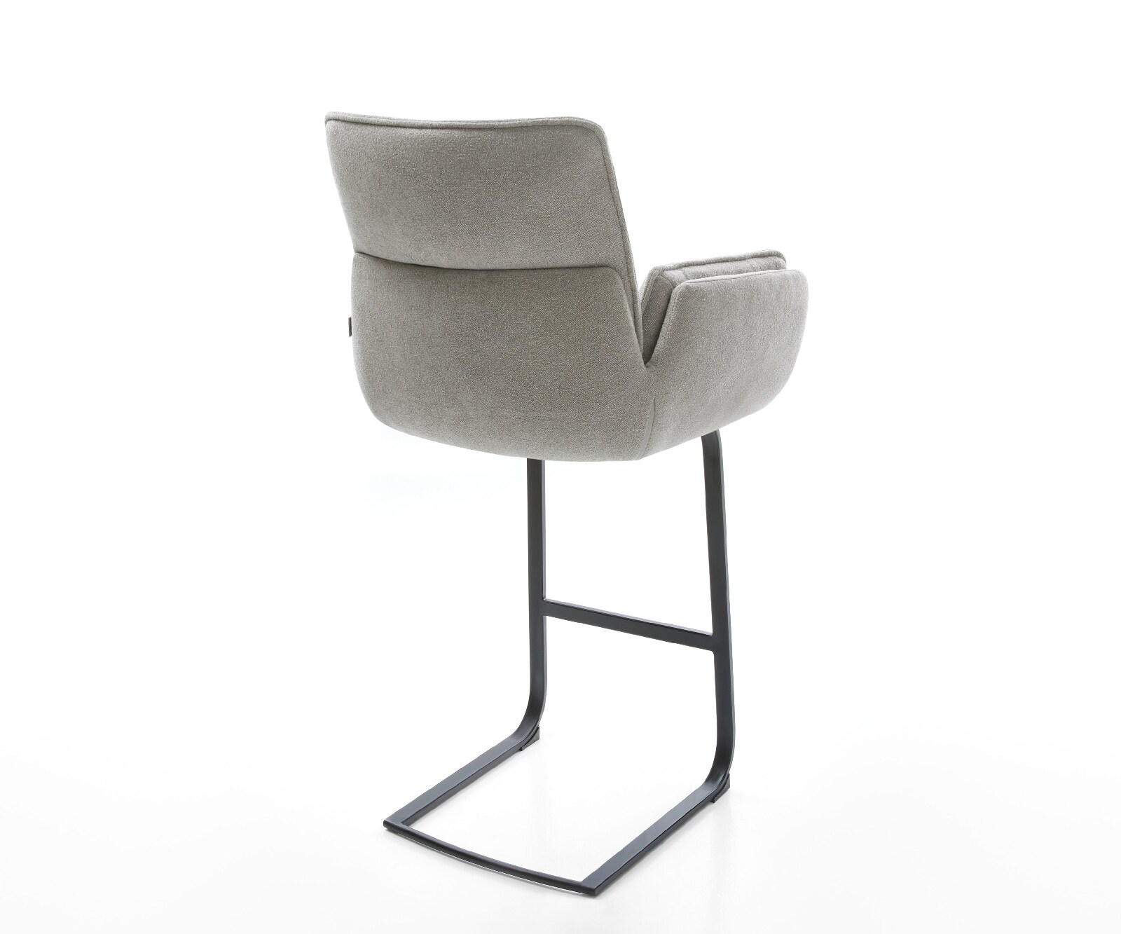 Chaise-de-bar Nela-Flex Tissu structuré doux Gris Pied cantilever plat noir Noir 5