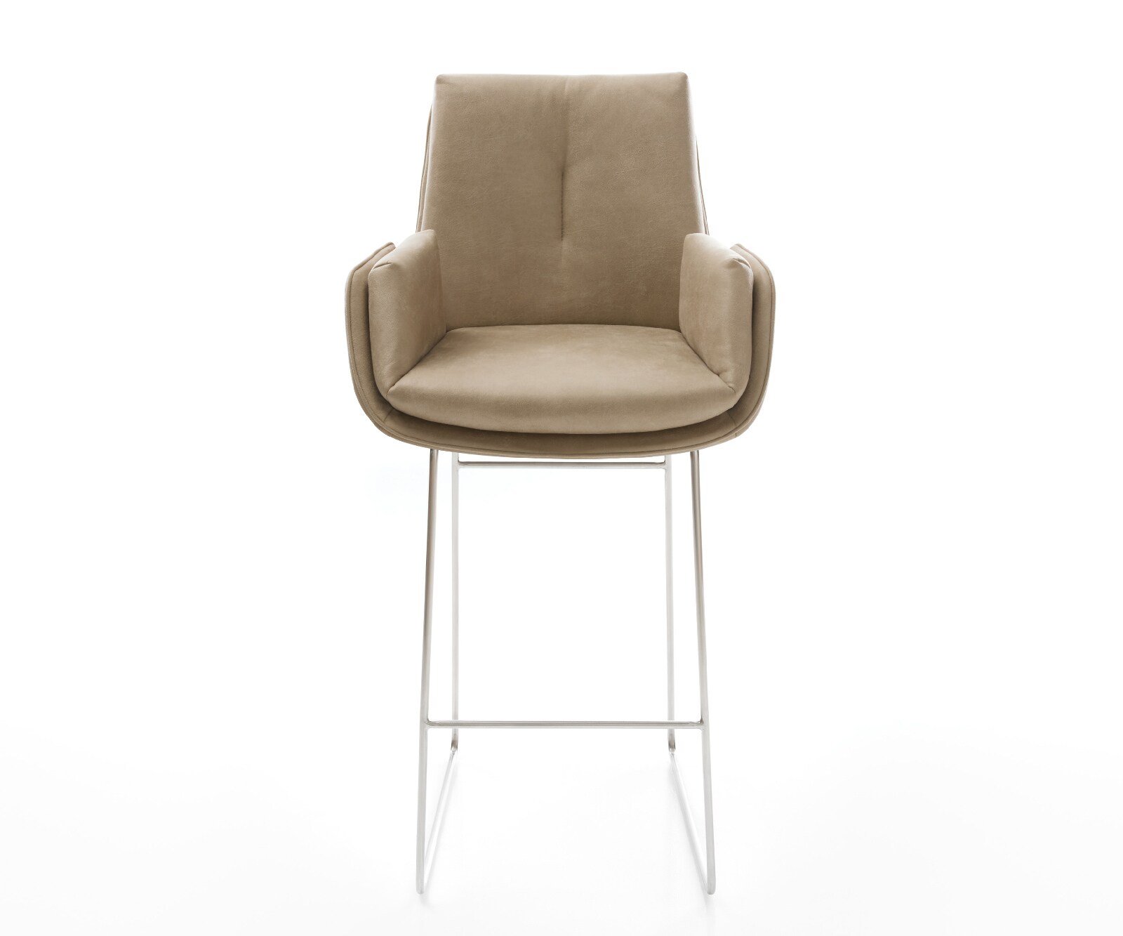 Chaise-de-bar Clea-Flex Microfibre Beige vintage Pied trapèze acier inoxydable Argent 2