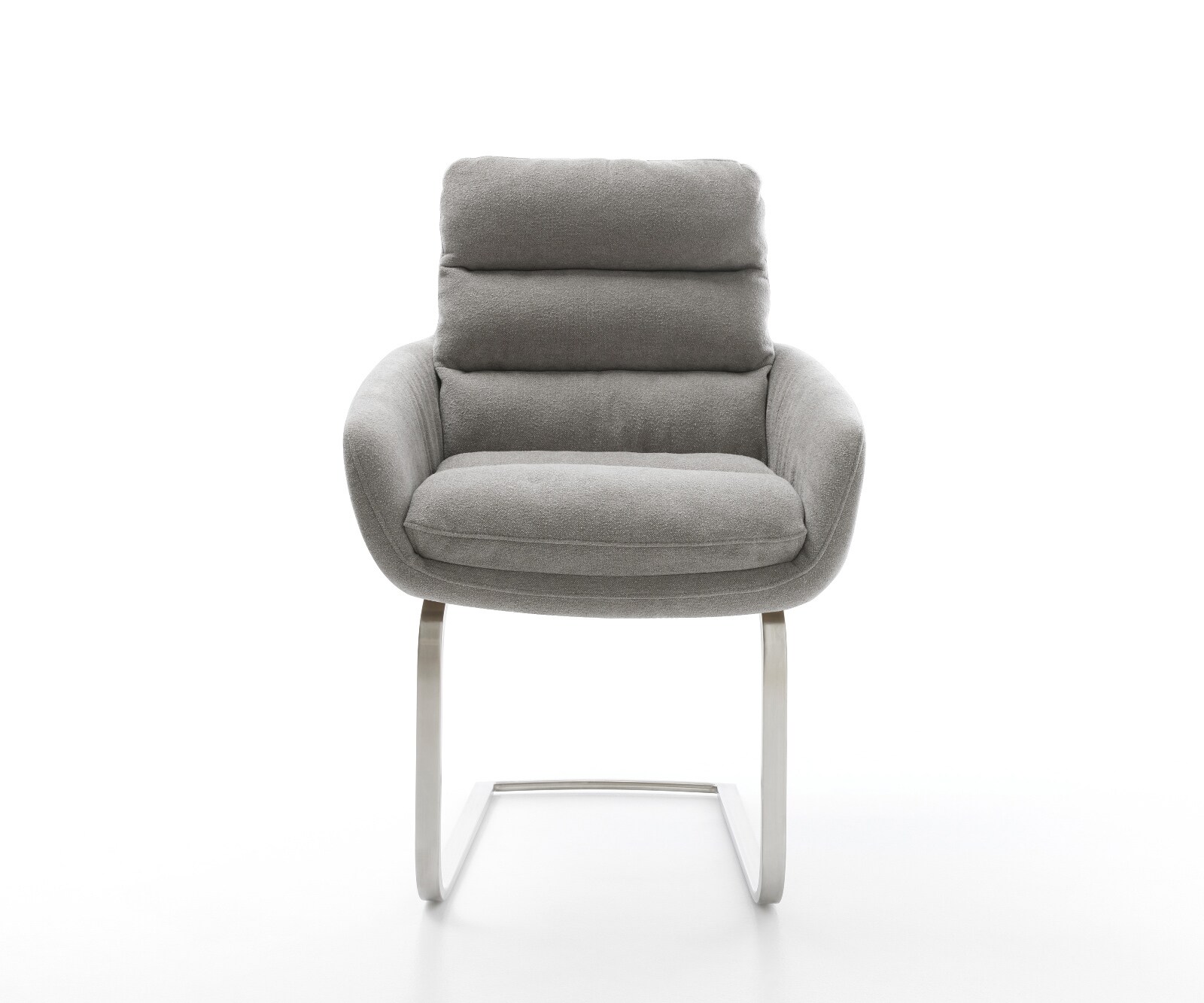 Cantilever Abelia-Flex avec accoudoirs tissu structuré doux gris pied cantilever plat acier inoxydable 2