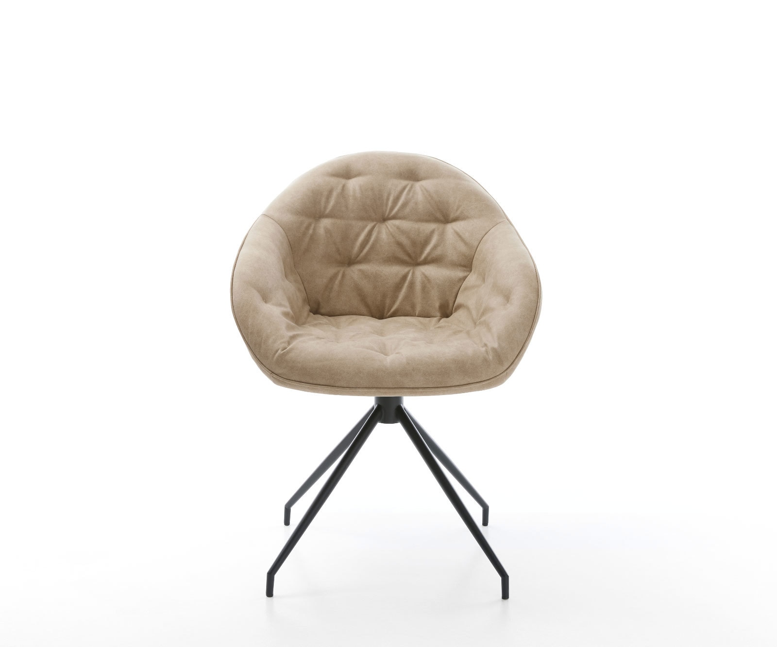 Chaise-de-salle-à-manger Gaio-Flex microvelours beige vintage pied croisé conique noir 2
