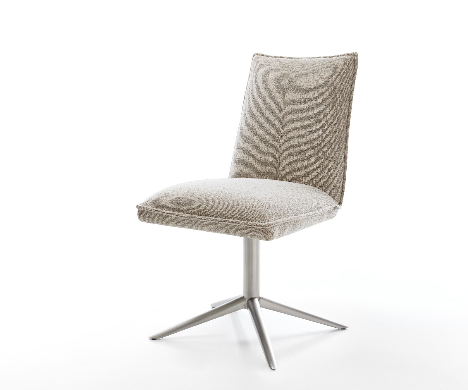 Chaise-pivotante Lelio-Flex tissu tissé doux beige pied de chaise 4 branches acier inoxydable pivotement sur 360° fonction bascule resorts ensachés 1