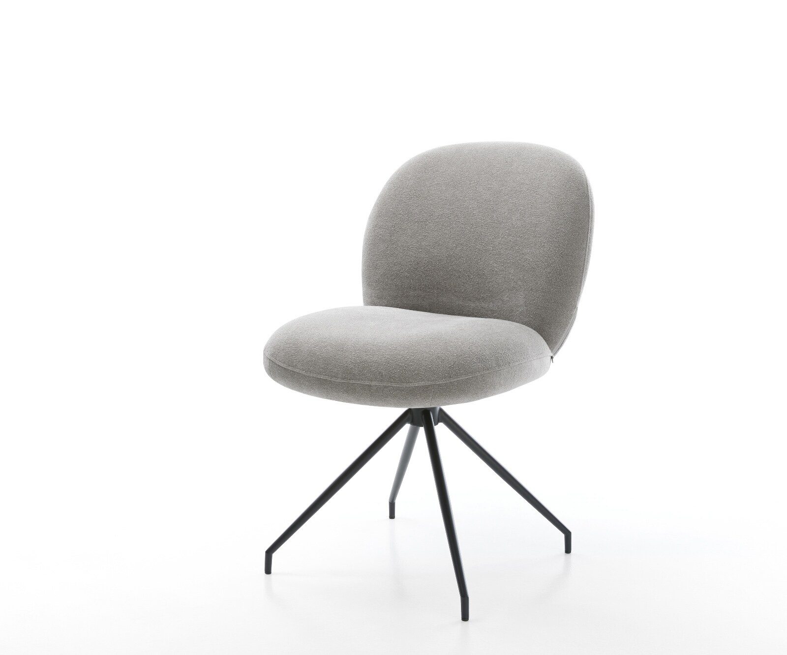 Chaise-de-salle-à-manger Nube-Flex tissu structuré doux gris pied croisé conique noir resorts ensachés 1