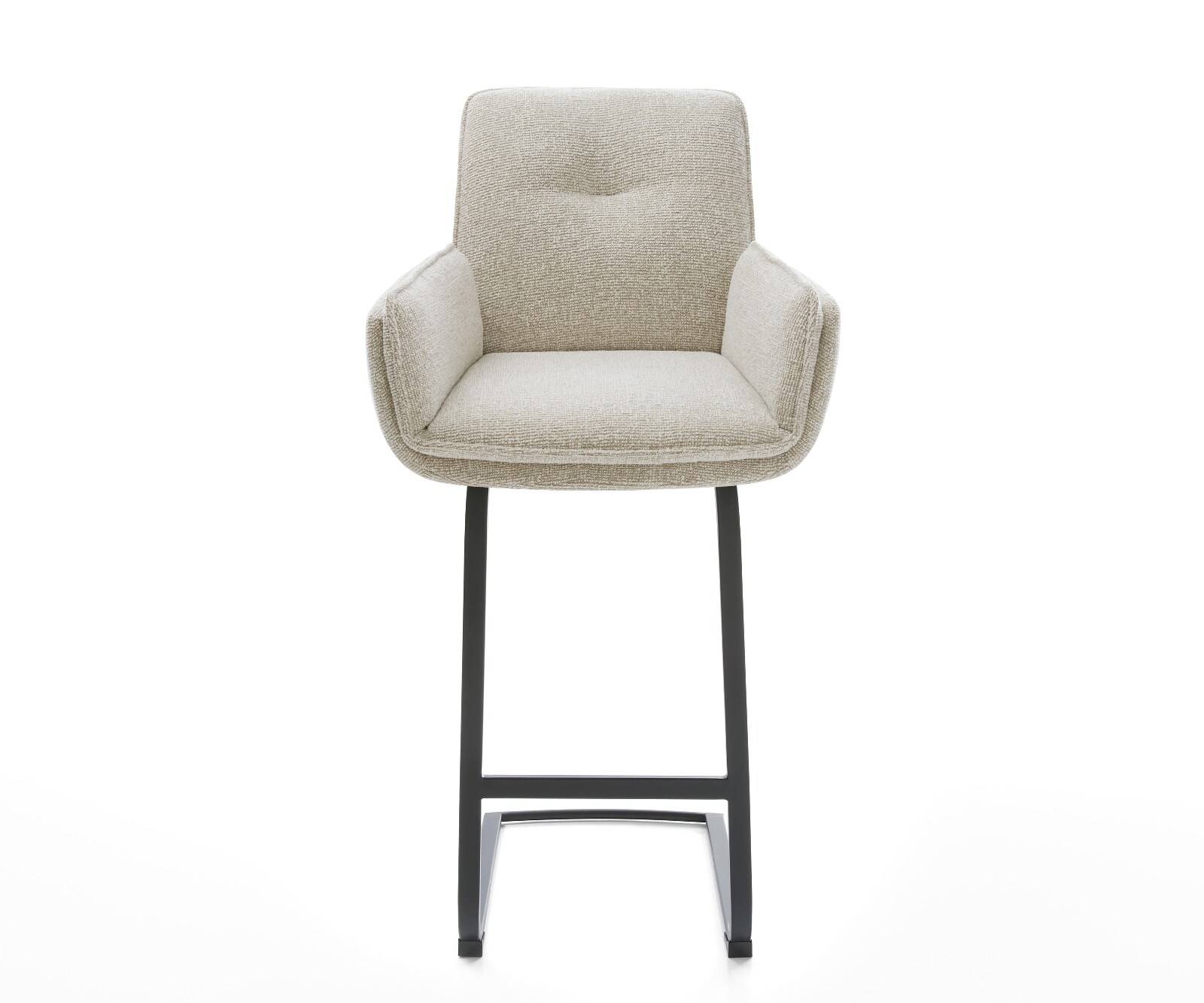 Chaise-de-bar Nela-Flex Tissu tissé doux Beige Pied cantilever plat noir Noir 1