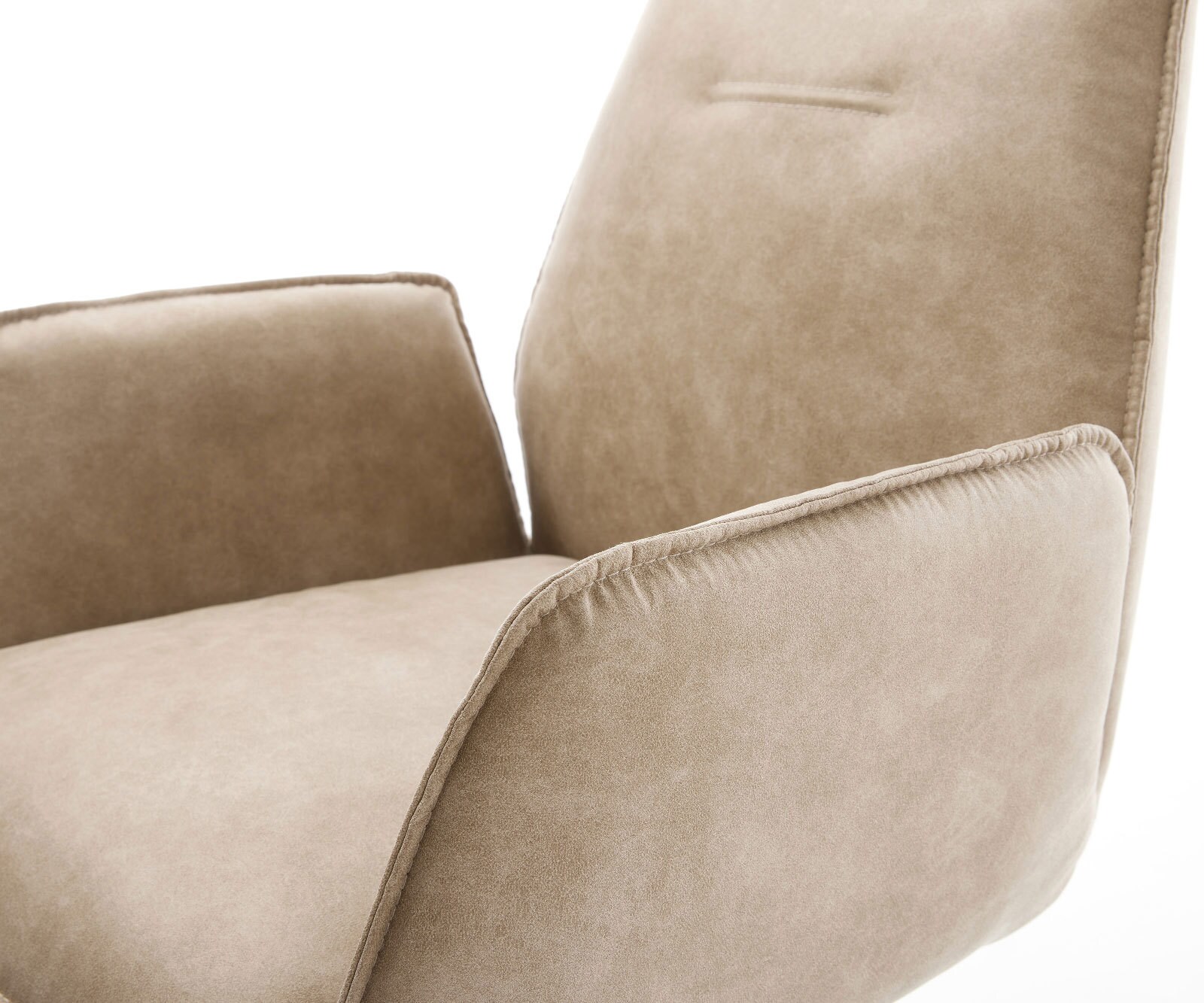 Chaise-de-salle-à-manger Zoa-Flex microvelours beige vintage pied croisé angulaire acier inoxydable brossé ressorts ensachés 4