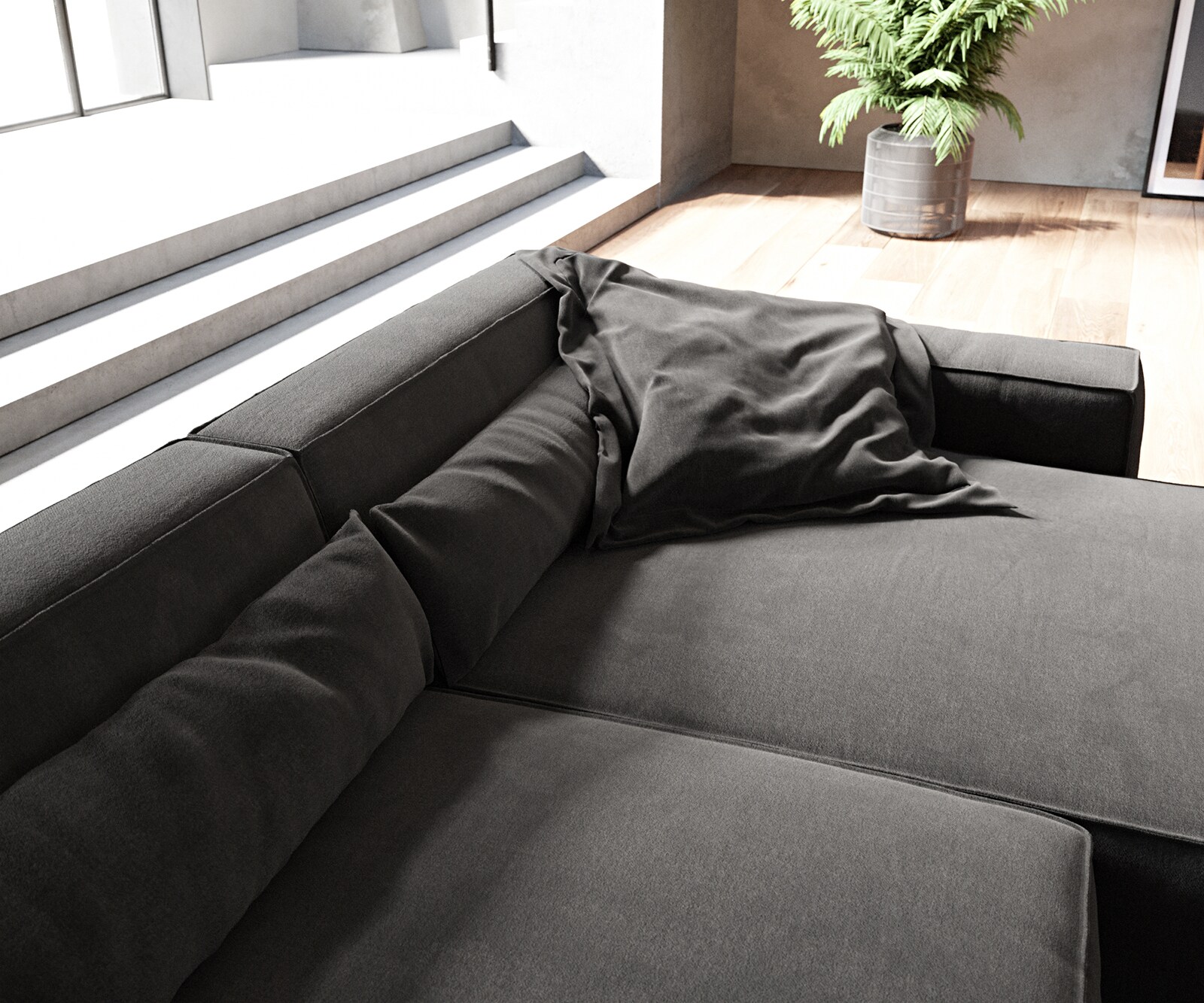 Canapé d'angle Sirpio XL 370x170 cm Microfibre Noir Recamiere variable 4