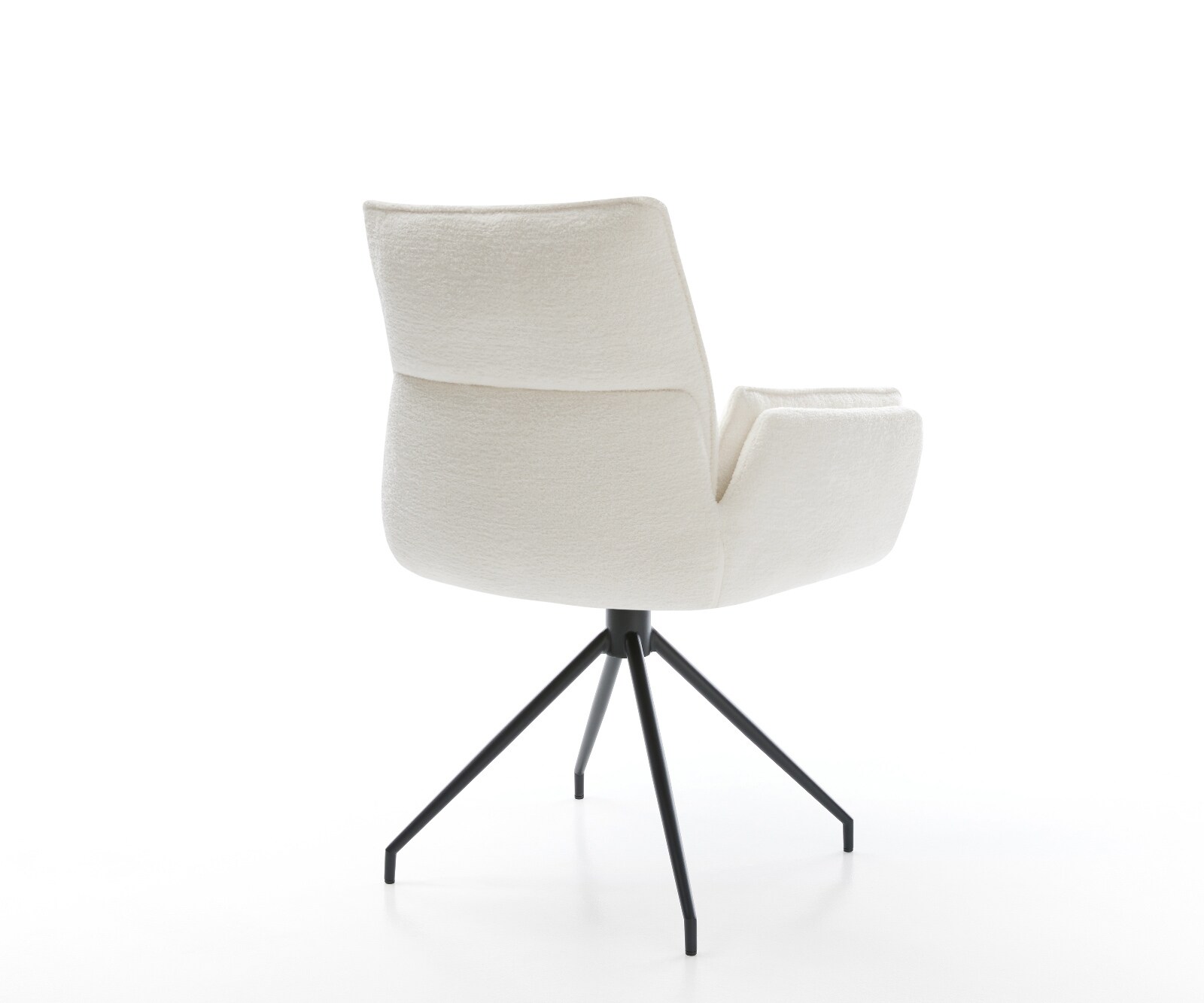 Chaise-de-salle-à-manger Nela-Flex bouclé doux beige pied croisé conique noir 4