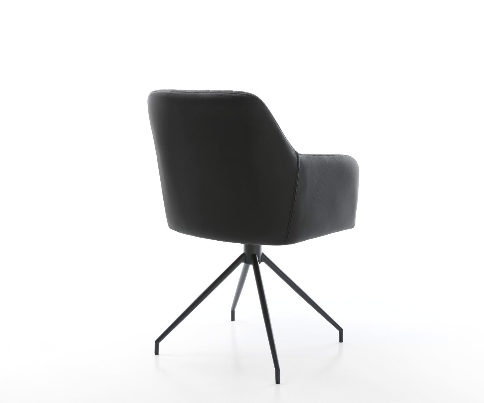 Chaise-de-salle-à-manger Greg-Flex cuir de vache noir pied croisé conique noir ressorts ensachés 4