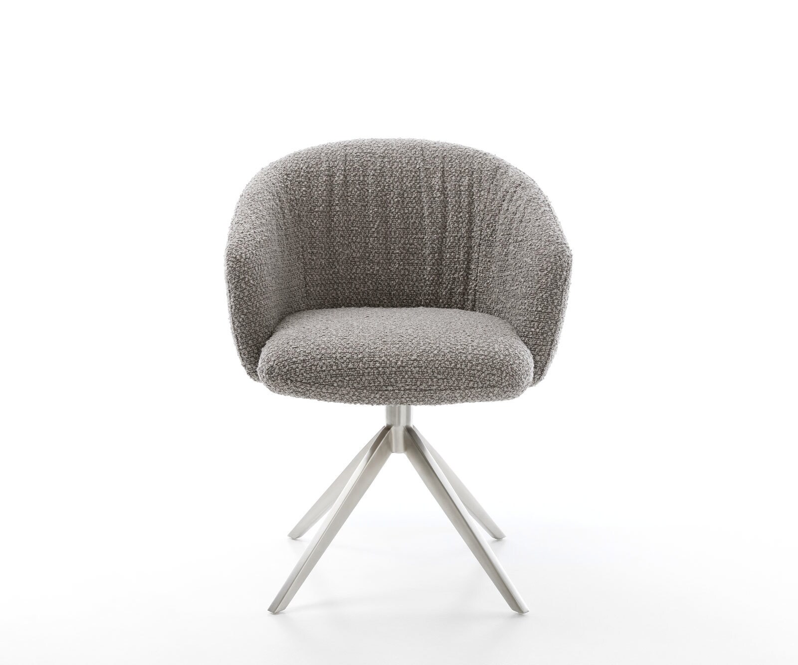 Chaise-pivotante Caja-Flex bouclé gris argenté pied croisé large acier inoxydable brossé pivotement sur 360° fonction bascule ressorts ensachés 2