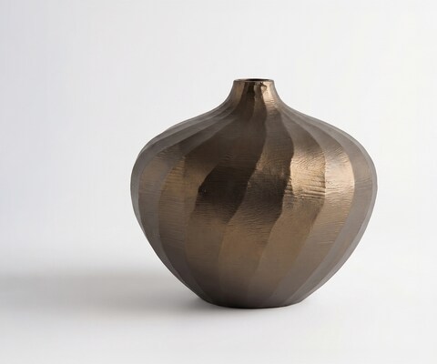 Vase Torvia l20 x P20 x H19 cm Aluminium Aurum Satin Fait main