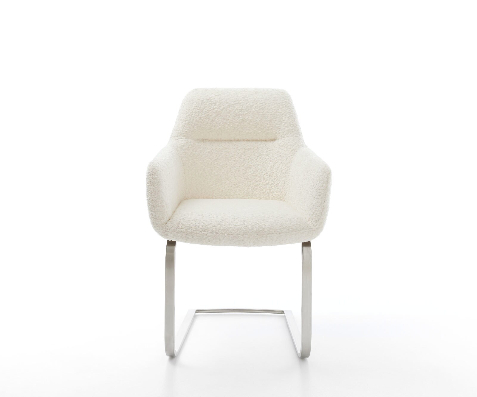Cantilever Pejo-Flex bouclé blanc pied cantilever plat acier inoxydable brossé ressorts ensachés 1