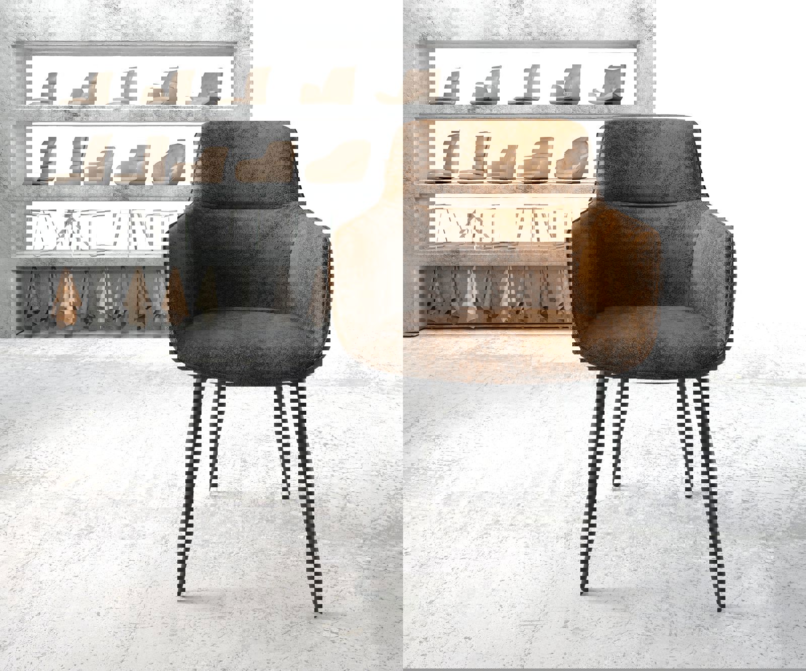 Fauteuil Pejo-Flex brun antique 4-pieds conique noir 1