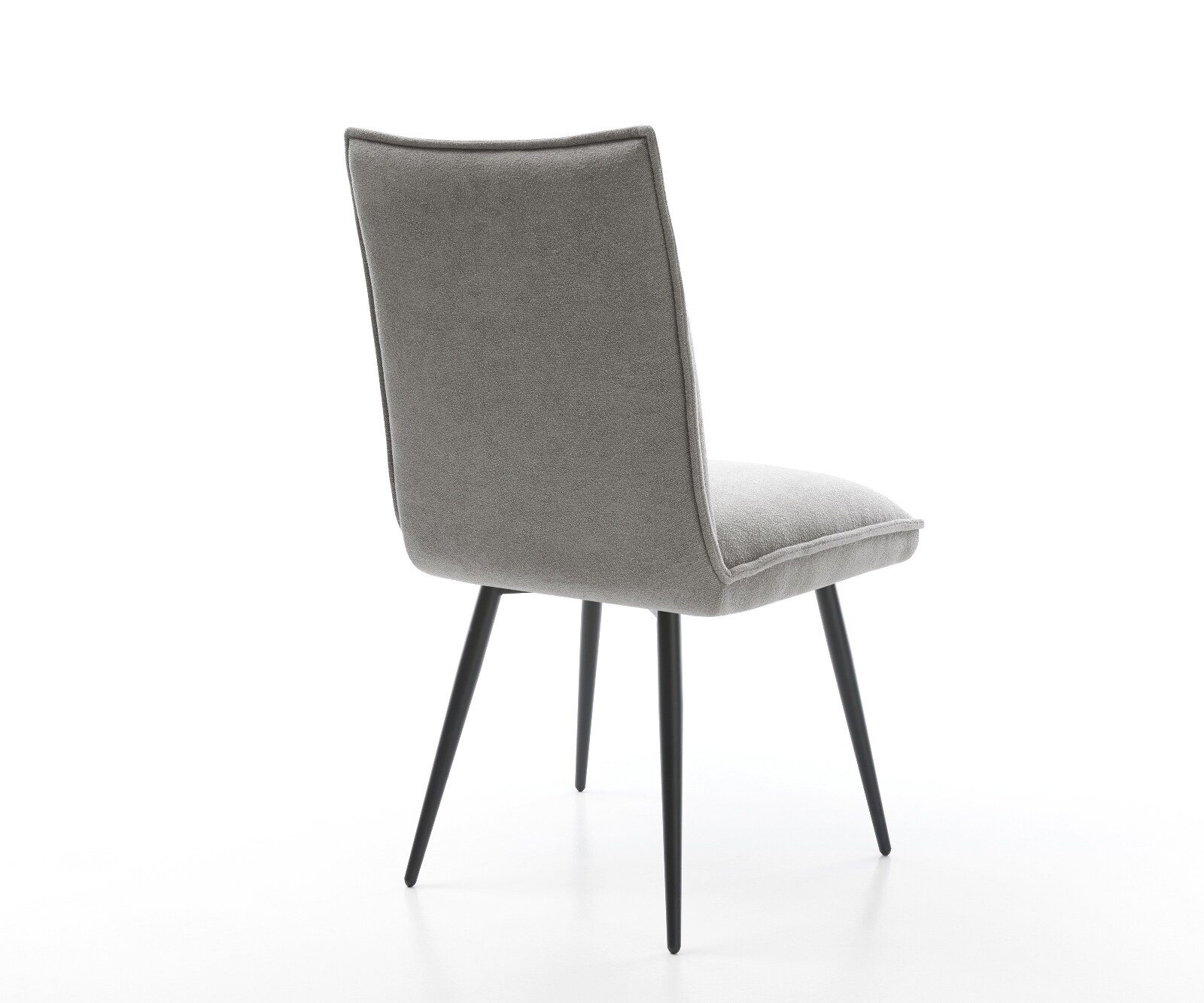 Chaise-de-salle-à-manger Lelio-Flex tissu structuré doux gris 4 pieds coniques noir resorts ensachés 4