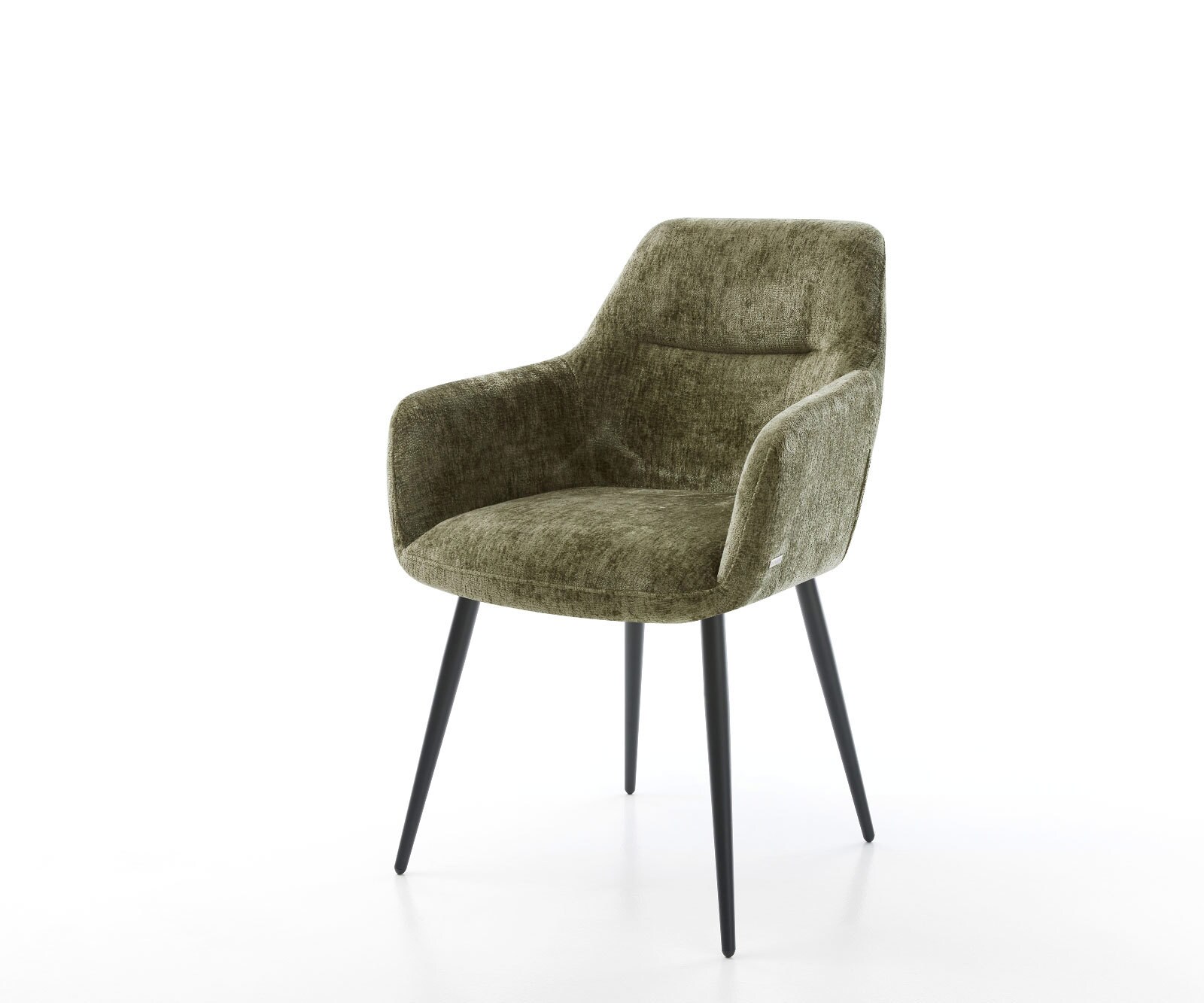 Chaise-de-salle-à-manger Pejo-Flex chenille olive 4 pieds coniques noir ressorts ensachés