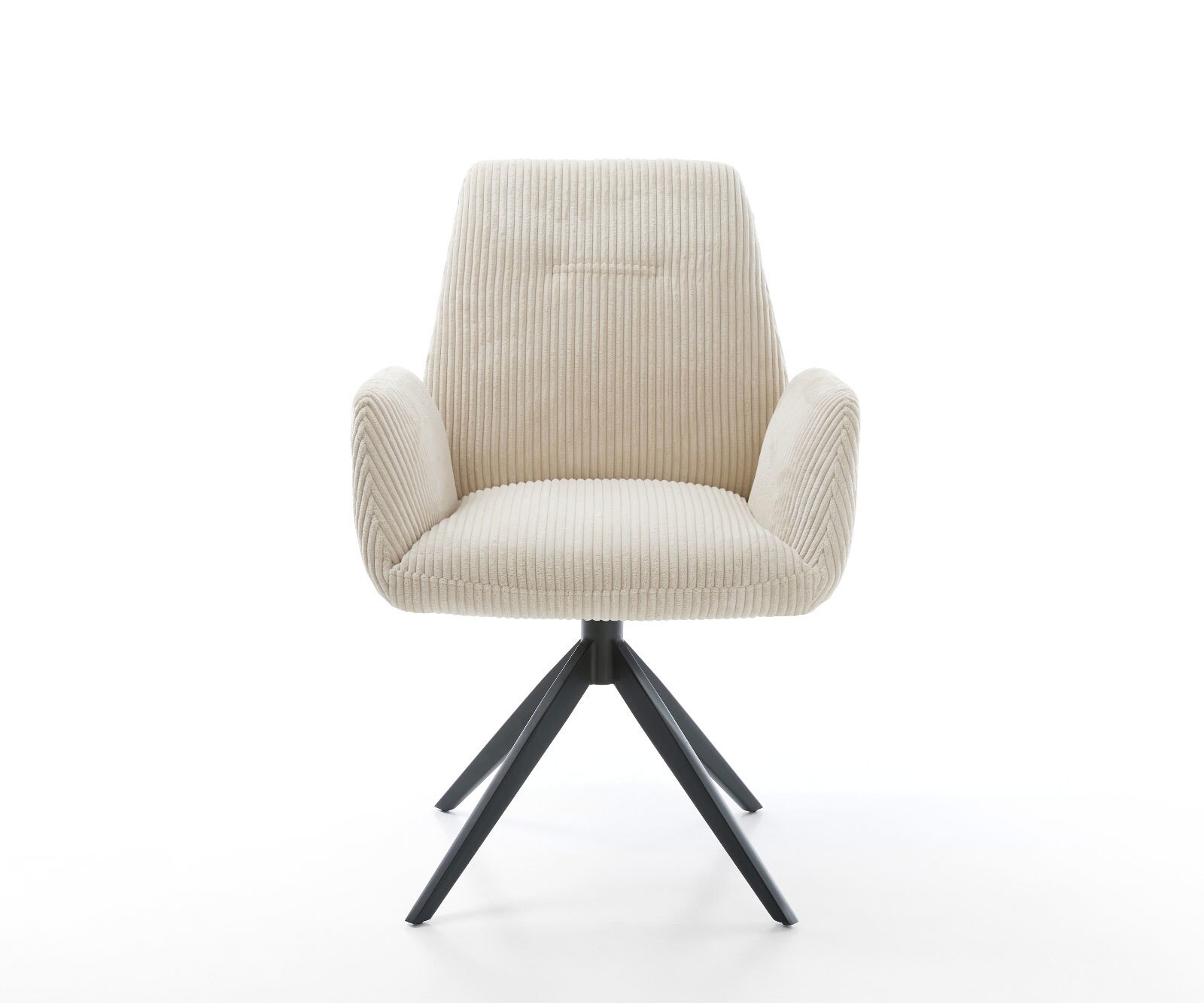 Chaise-pivotante Zoa-Flex côtelé beige pied croisé large noir pivotement sur 360° fonction bascule ressorts ensachés 2
