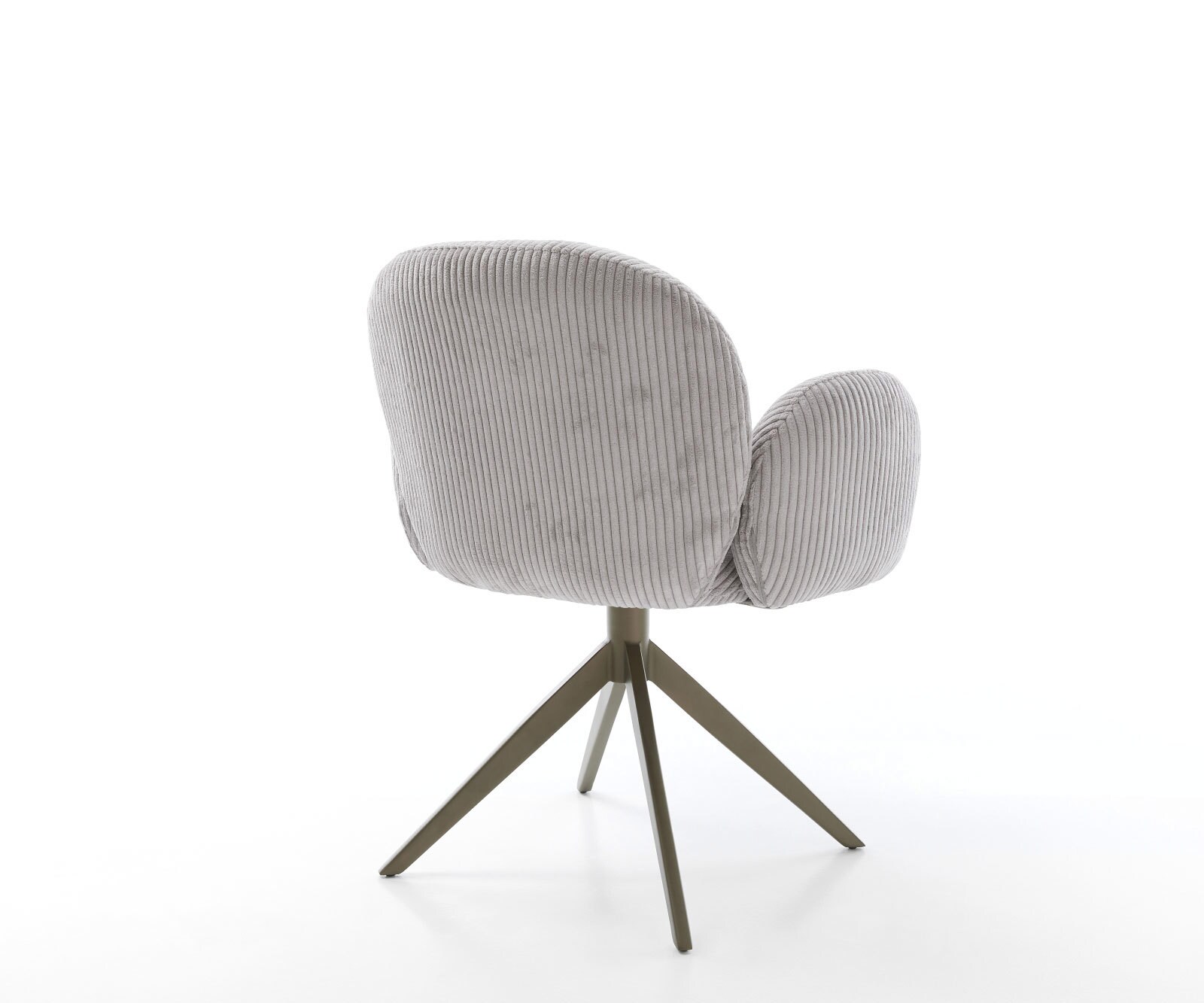 Chaise-pivotante Nube-Flex côtelé gris argenté pied croisé large aspect titane pivotement sur 360° fonction bascule ressorts ensachés 4