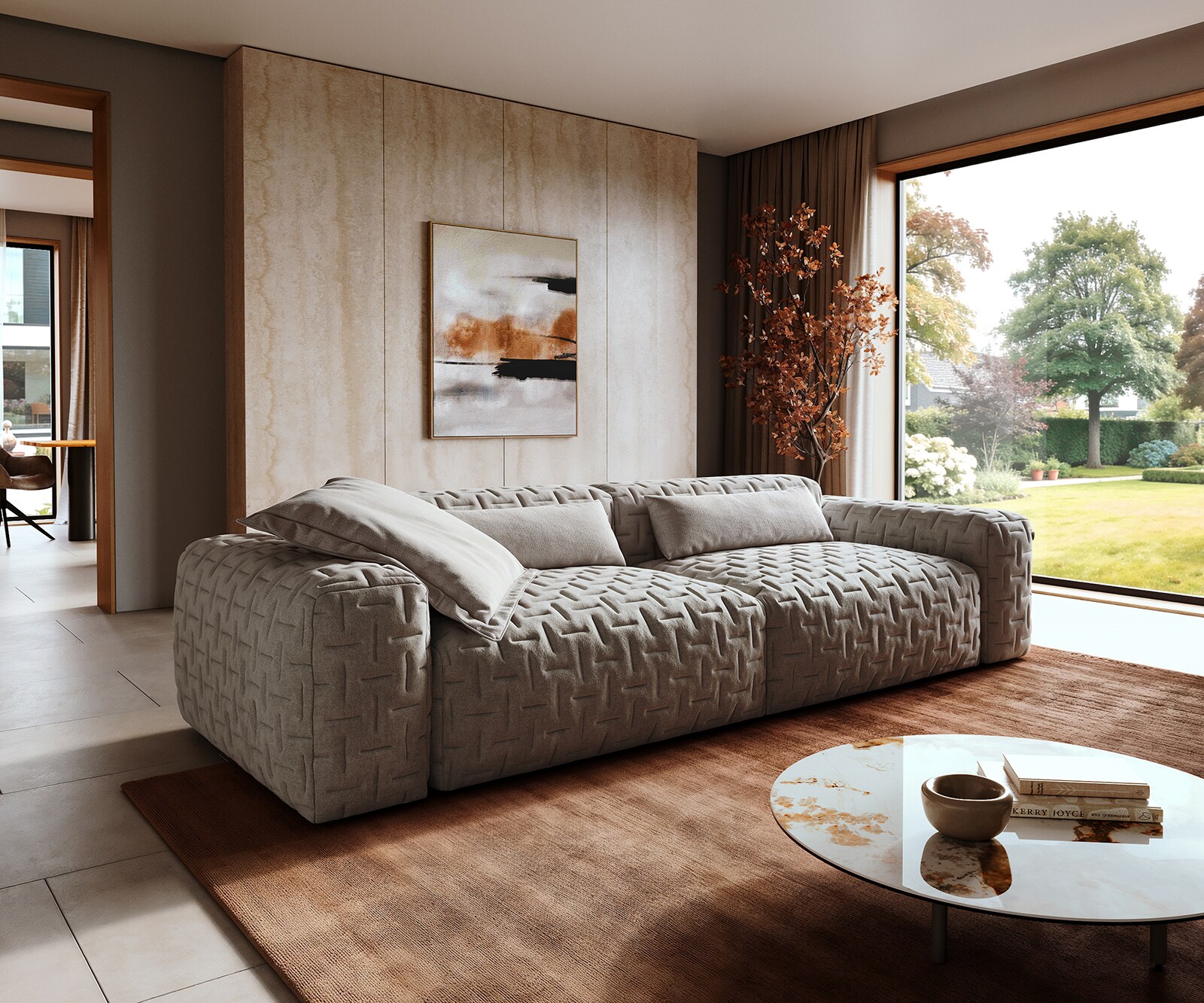 Grand canapé Freestyle Icon 280x110 cm Tissu texturé gris doux