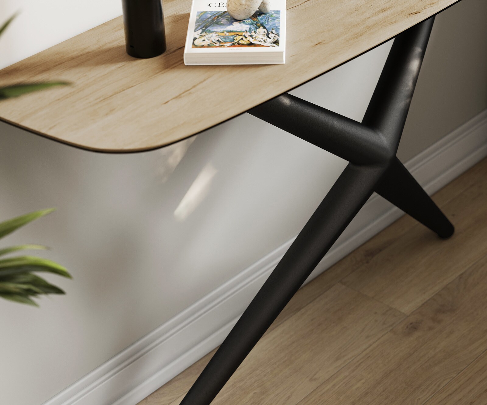 Console Edge forme bateau 140x40 cm Céramique Laminam® Sabbia Eichefarbig Estelo Métal Noir 6