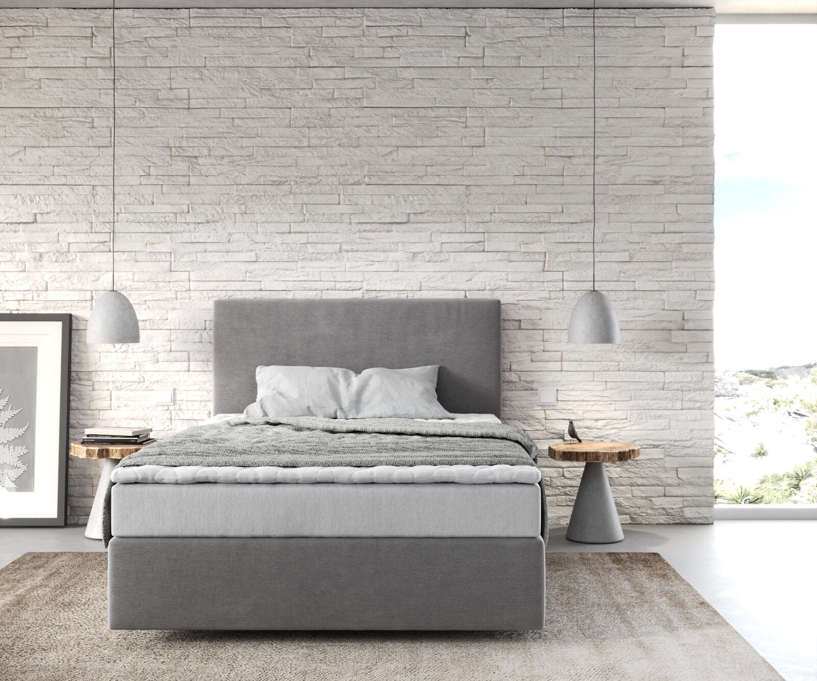 Lit-sommier-tapissier Dream-Well 120x200 cm microfibre gris 1