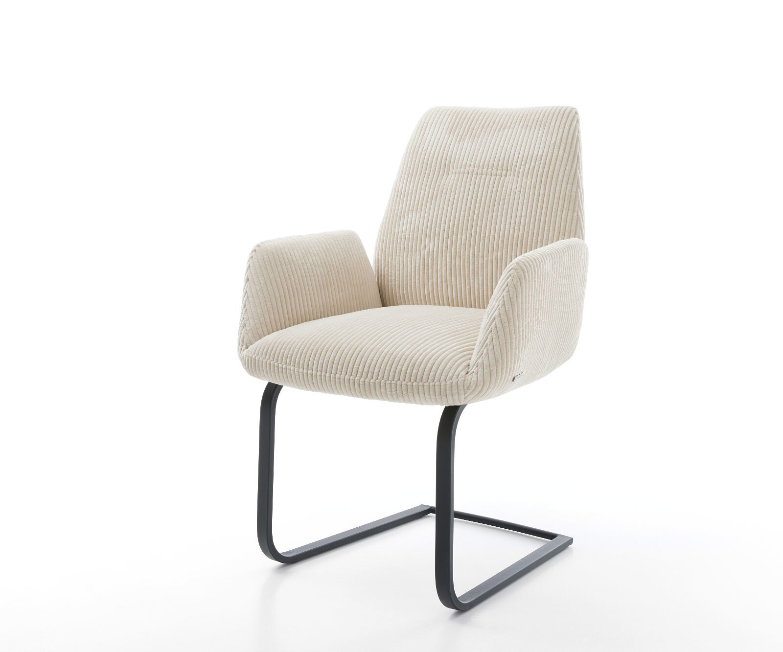 Cantilever Zoa-Flex côtelé beige vintage pied cantilever plat noir ressorts ensachés
