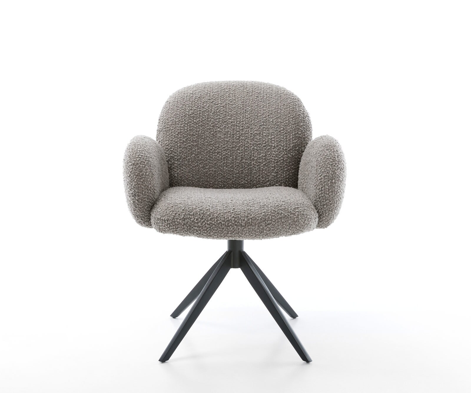 Chaise-pivotante Nube-Flex bouclé gris argenté pied croisé large noir pivotement sur 360° fonction bascule ressorts ensachés 1
