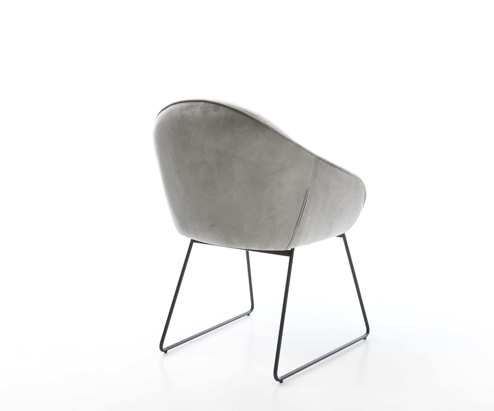 Chaise-de-salle-à-manger Gaio-Flex velours gris pied trapèze noir 4 Chaise-de-salle-à-manger Gaio-Flex velours gris pied trapèze noir 4