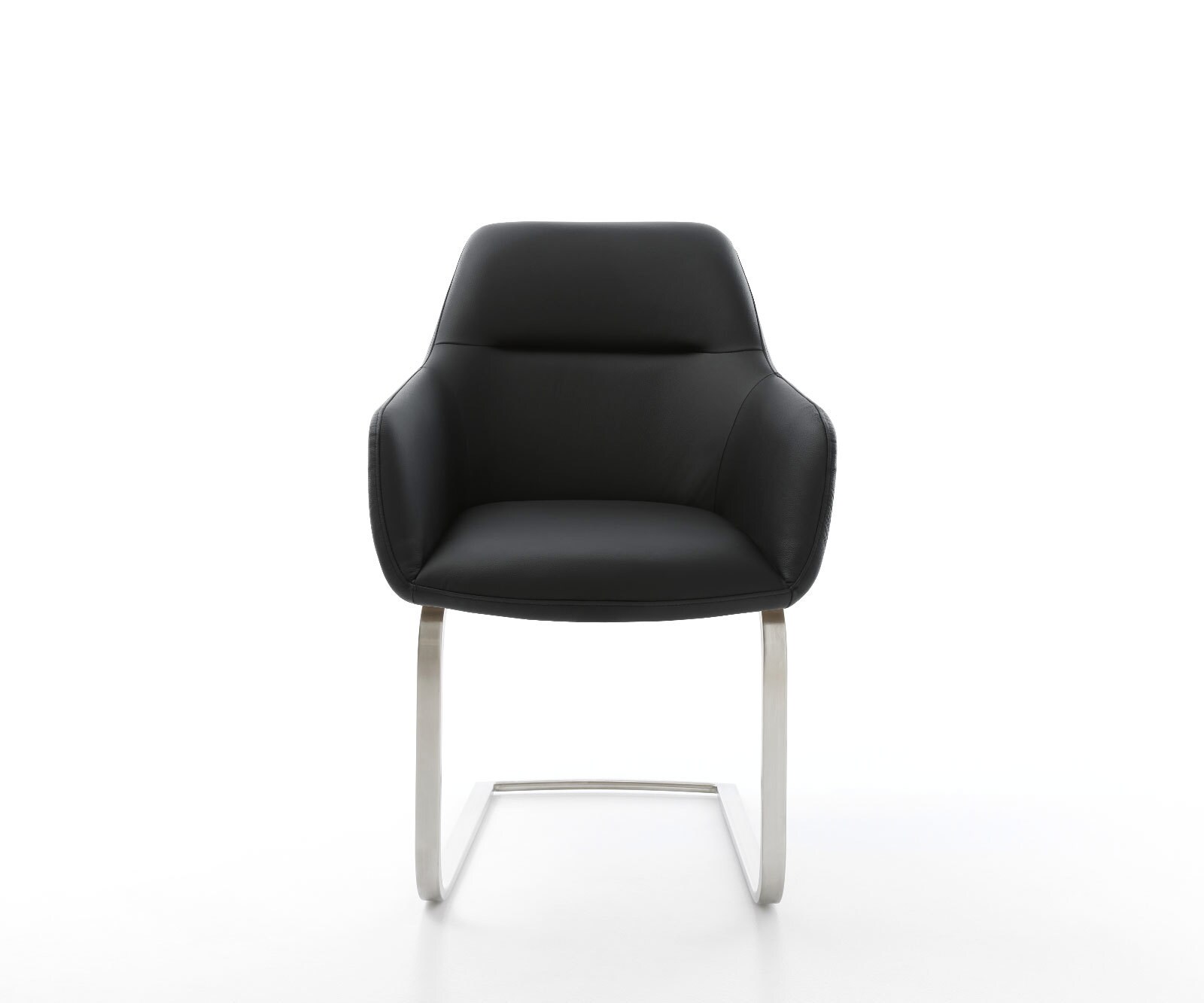 Cantilever Pejo-Flex cuir de vache noir pied cantilever plat acier inoxydable brossé ressorts ensachés 1