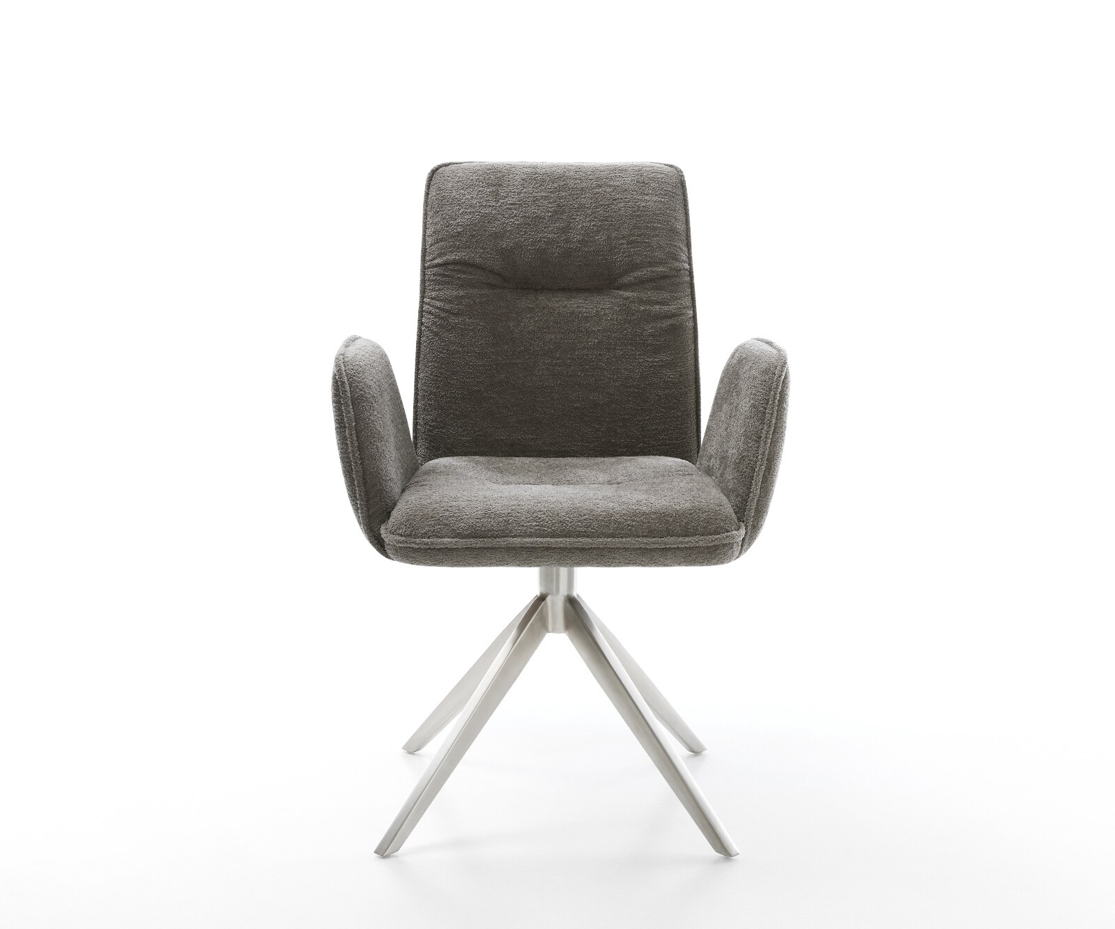 Chaise-pivotante Vinja-Flex bouclé doux couleur boue pied croisé large acier inoxydable pivotement sur 360° fonction bascule 1