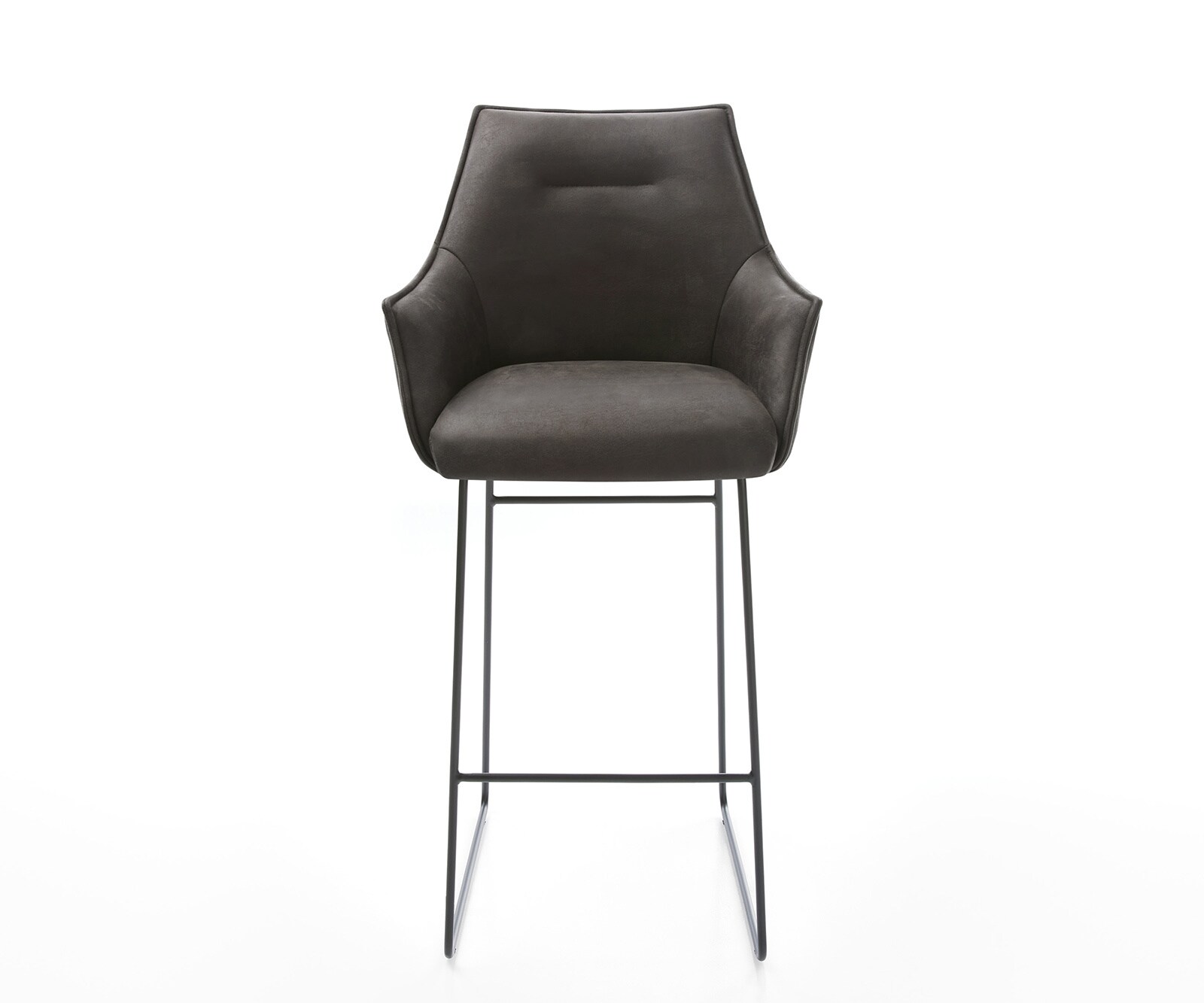 Chaise-de-bar Alja-Flex microfibre anthracite vintage cadre à patins métal noir ressorts ensachés 1
