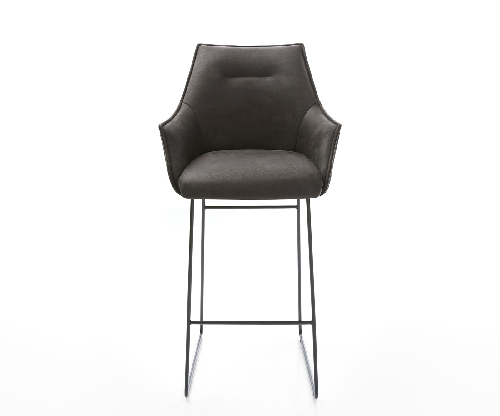 Chaise-de-bar Alja-Flex microfibre anthracite vintage cadre à patins métal noir ressorts ensachés 2