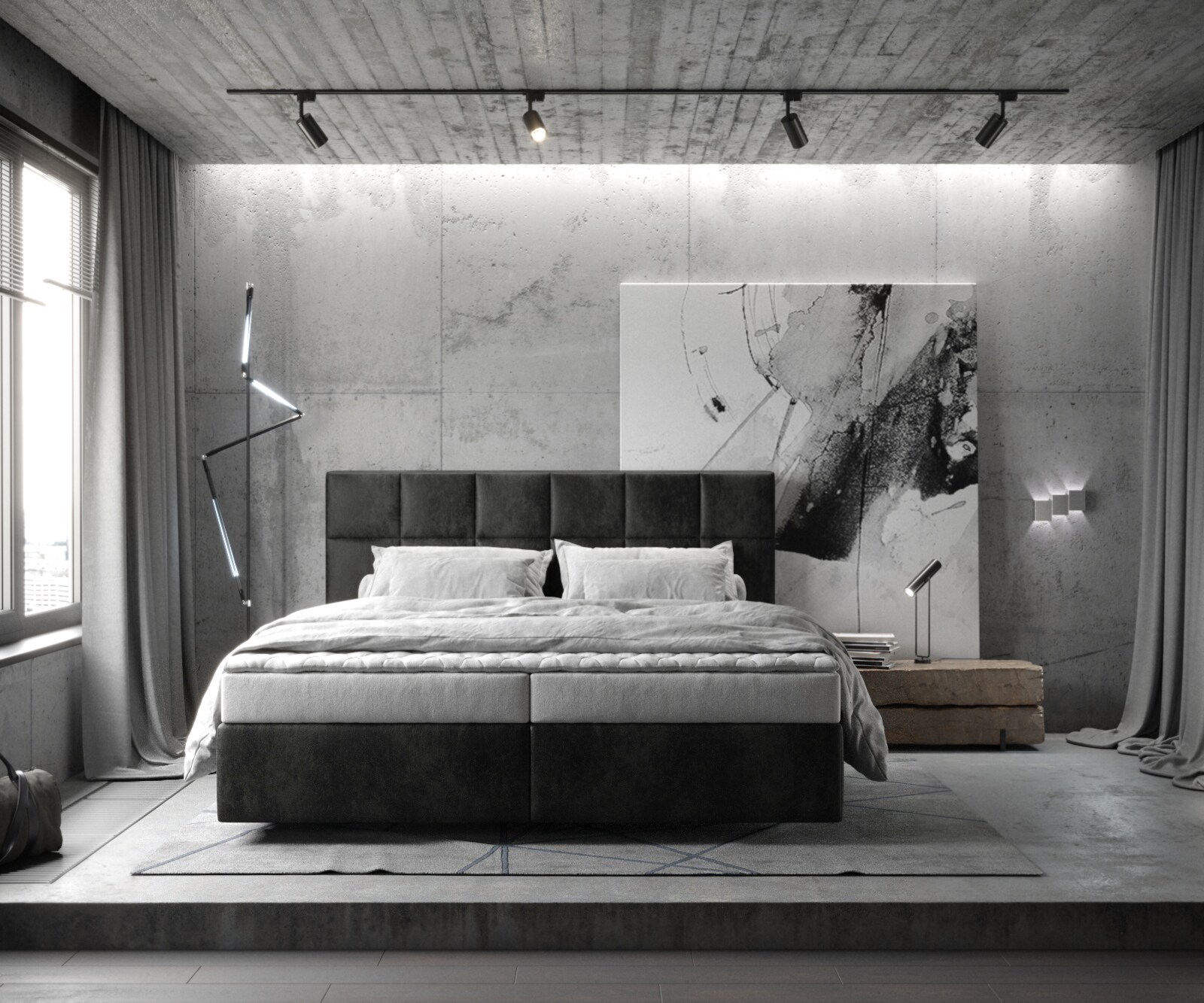 Lit à sommier tapissier Dream-Fine 180x200 Microfibre Anthracite Vintage 1 Lit à sommier tapissier Dream-Fine 180x200 Microfibre Anthracite Vintage 1