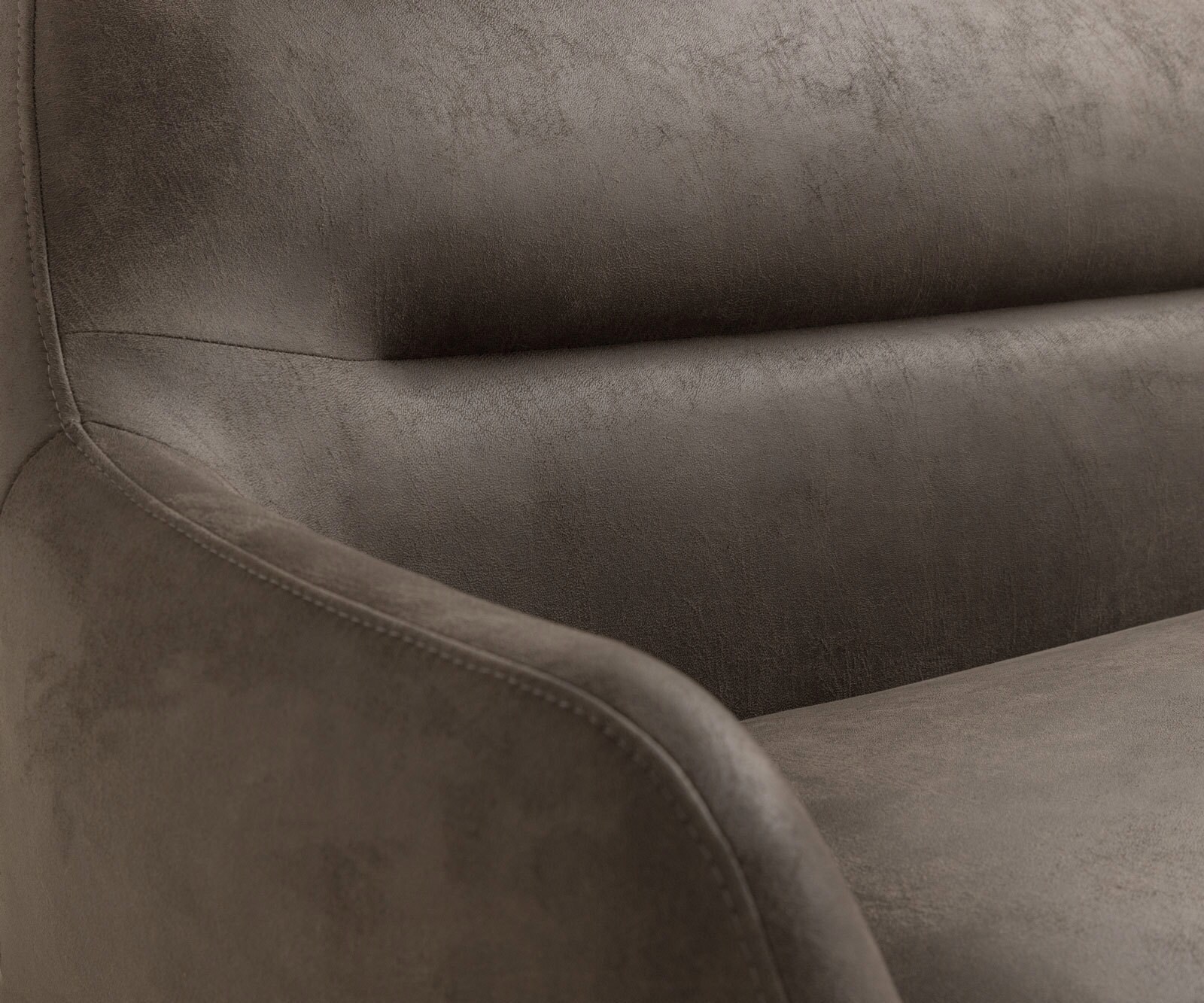 Banc-de-salle-à-manger Taya-Flex 200 cm microfibre taupe vintage pied croisé angulaire acier inoxydable ressort ensaché 6