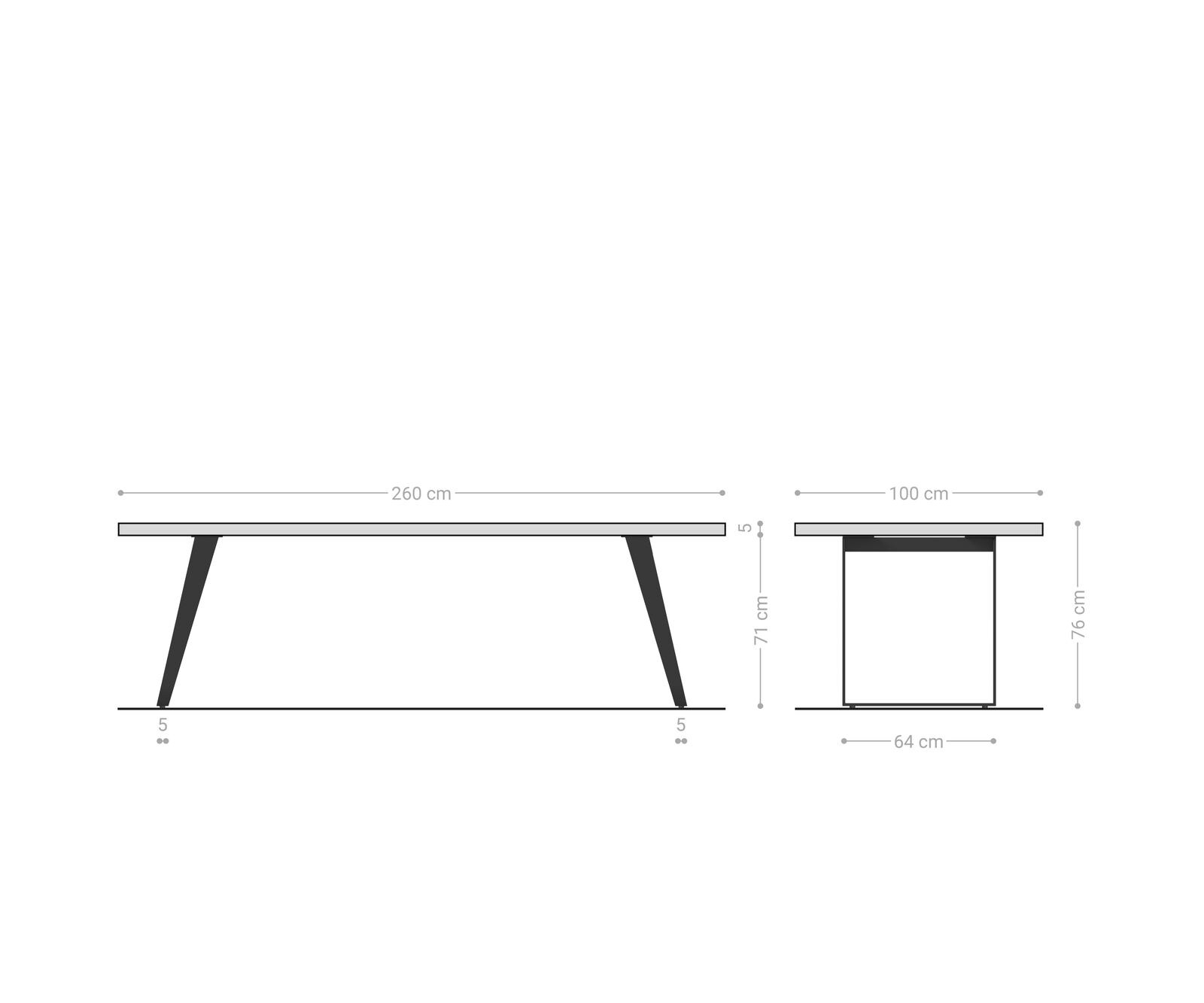 Table à manger Edge 260x100 chêne nature acier inoxydable inclinée Live-Edge 8