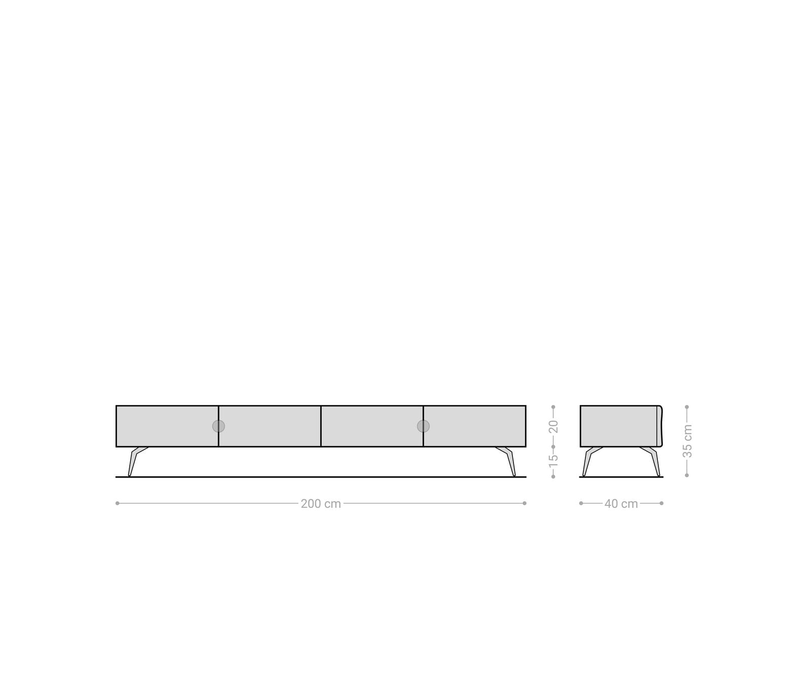 Meuble TV New Live-Edge 200 cm chêne naturel 4 portes pied équerre métal noir 4 Meuble TV New Live-Edge 200 cm chêne naturel 4 portes pied équerre métal noir 4