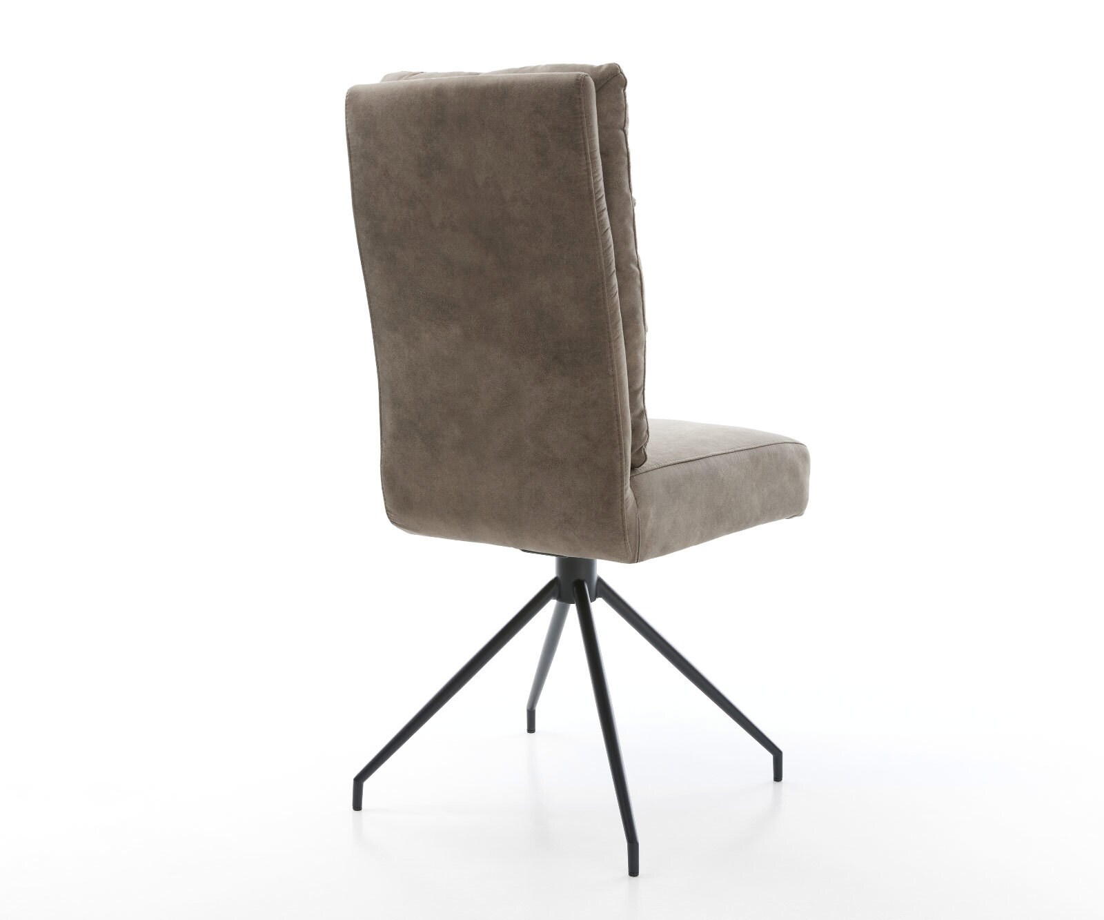 Chaise-de-salle-à-manger Pela-Flex microvelours taupe vintage pied croisé conique noir ressorts ensachés 4 Chaise-de-salle-à-manger Pela-Flex microvelours taupe vintage pied croisé conique noir ressorts ensachés 4