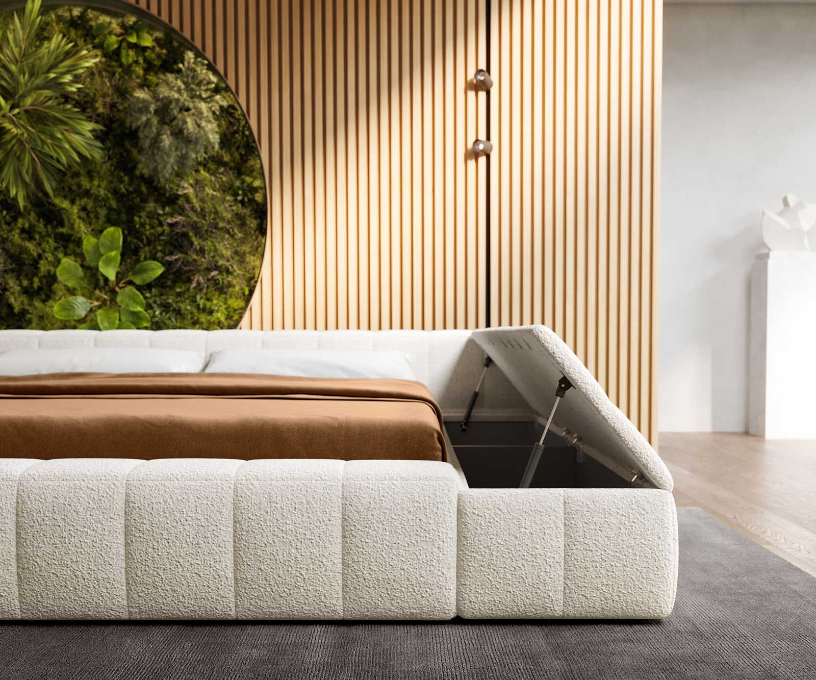 Sommier-Espazio 180x200 cm Bouclé Crème-Blanc avec espace de rangement 6 Sommier-Espazio 180x200 cm Bouclé Crème-Blanc avec espace de rangement 6