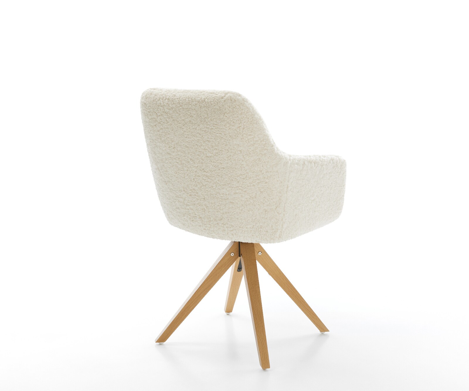 Chaise-pivotante Pejo-Flex tissu teddy beige pied en bois angulaire naturel pivotement sur 180° resorts ensachés 5