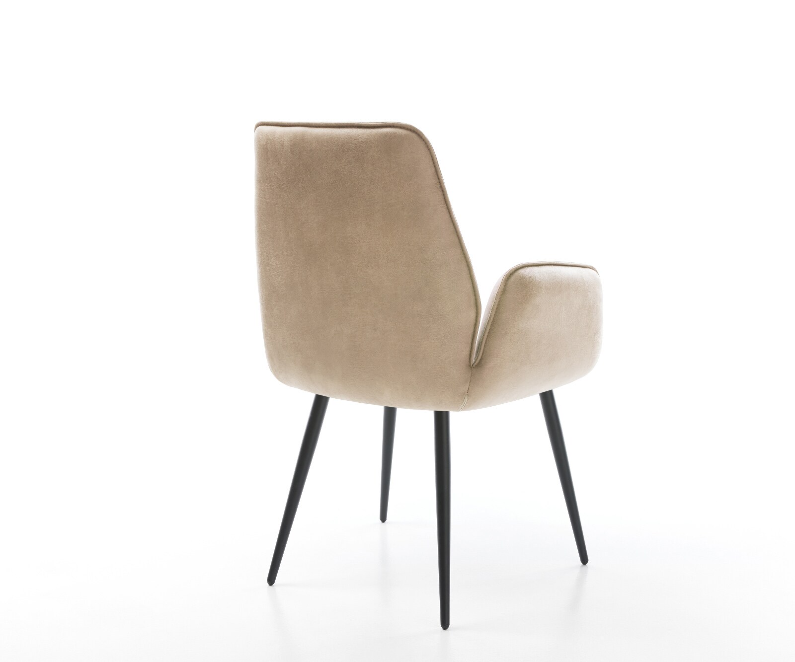 Chaise-de-salle-à-manger Zoa-Flex microvelours beige vintage 4 pieds coniques noir ressorts ensachés 4