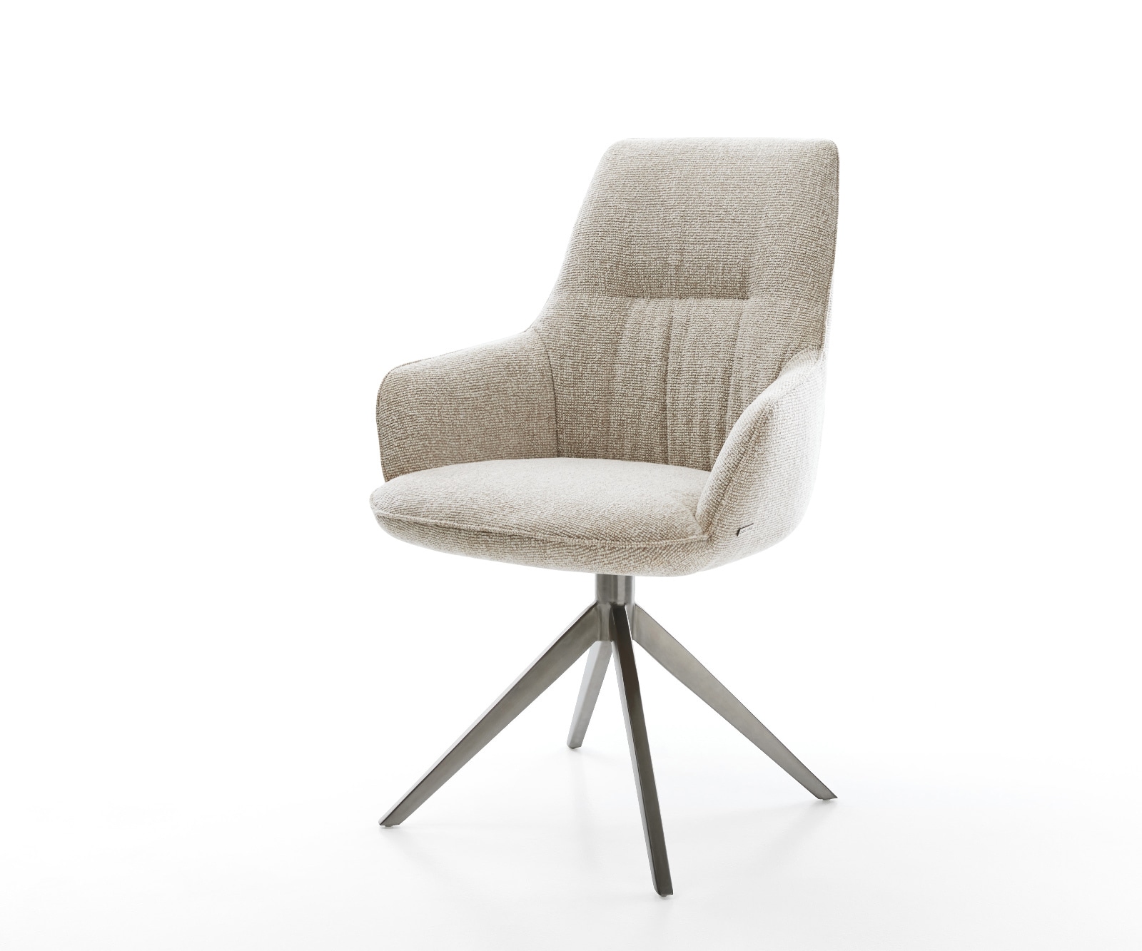 Chaise-pivotante Zelia-Flex avec accoudoirs tissu tissé doux beige pied croisé large grafiete pivotement sur 360° fonction bascule resorts ensachés